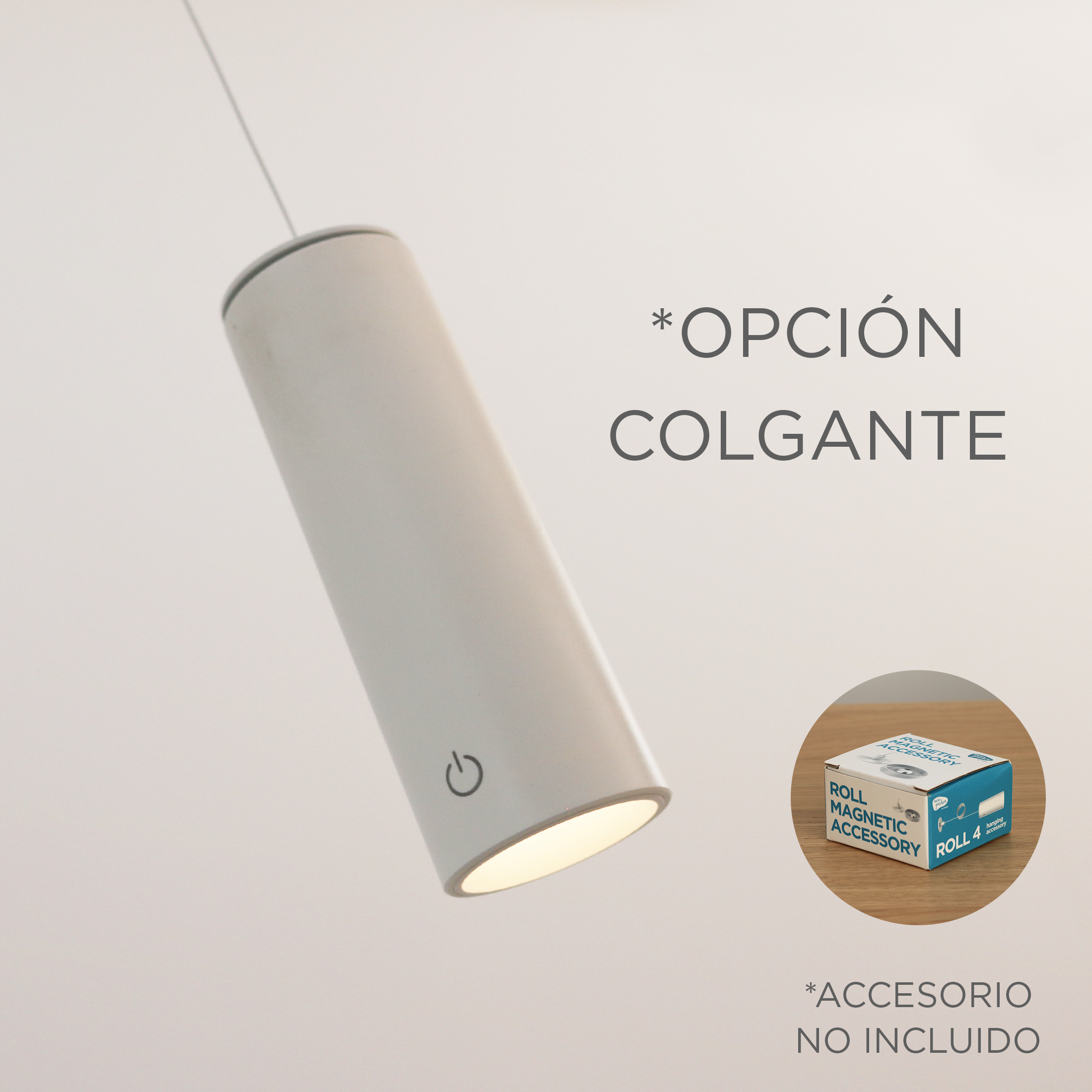 Aplique de pared LED recargable sin cables con interruptor Roll 4 NEW GARDEN blanco carga con batería luz cálida 3000K intensidad regulable IP20 300 lm - 28