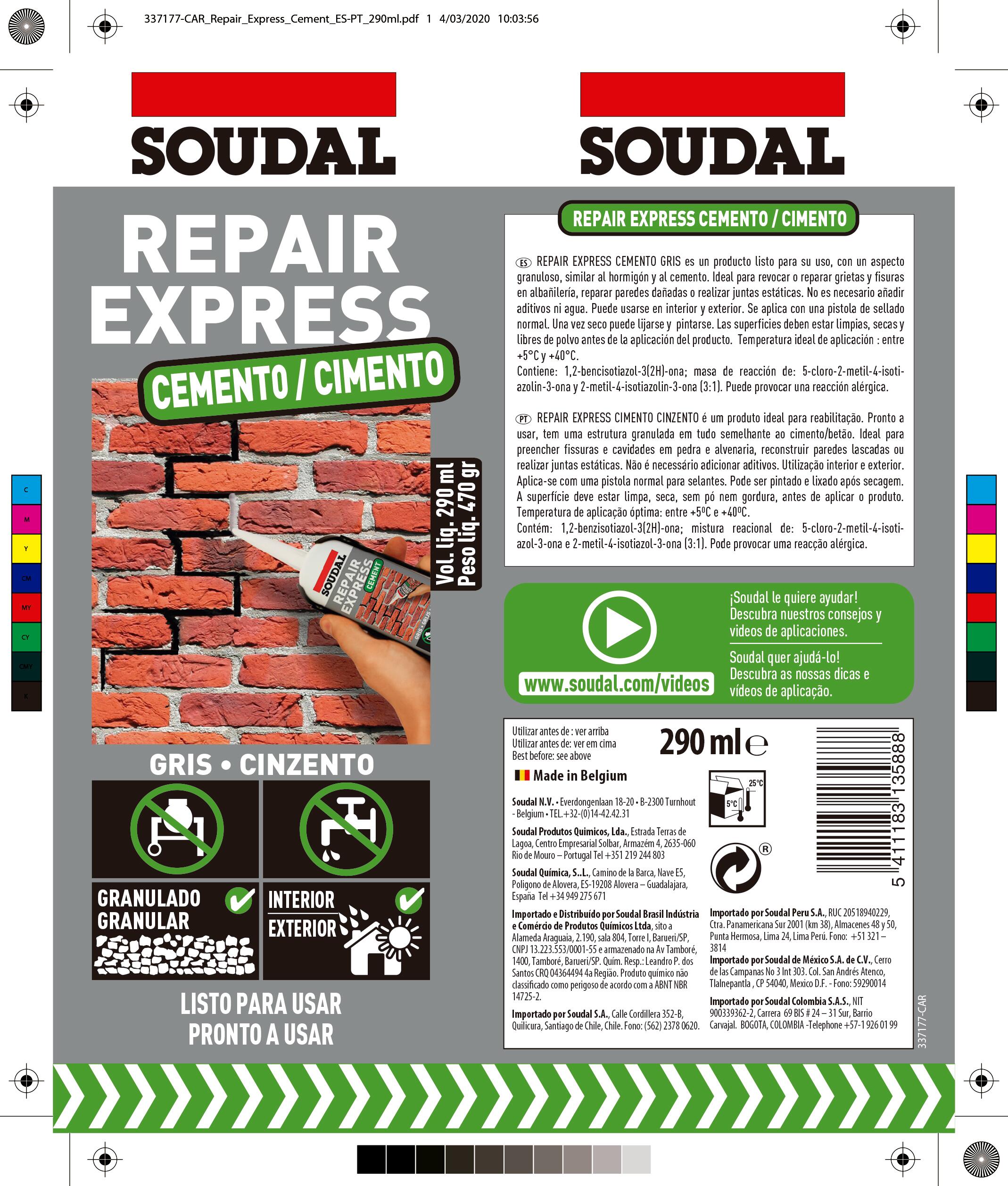 Silicona repair express cemento 290 ml gris - 5