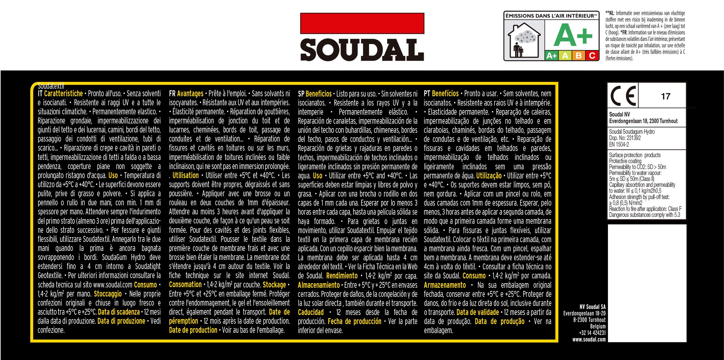 Membrana impermeabilizante liquida polimero Soudal Hydroblock Wet cinza 5Kg - 2