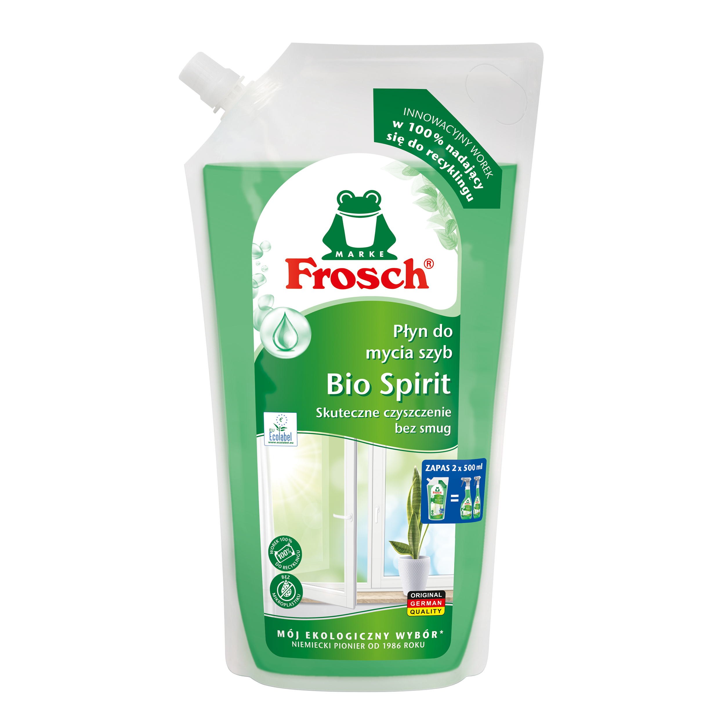 Środek do czyszczenia i odtłuszczania szyb refill 1 l Frosch