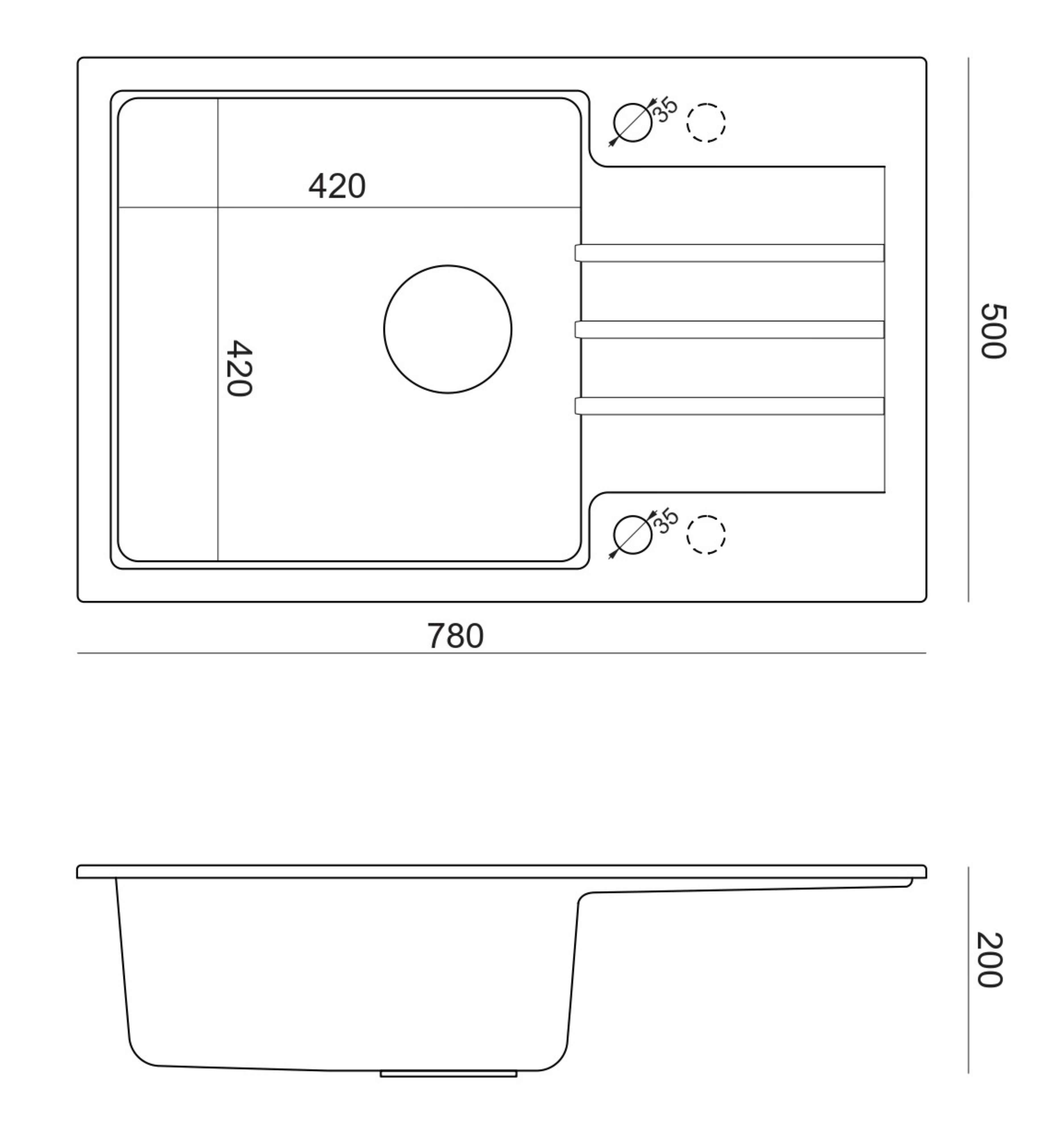 Zlewozmywak granitowy Carlo Long Quadron - 3