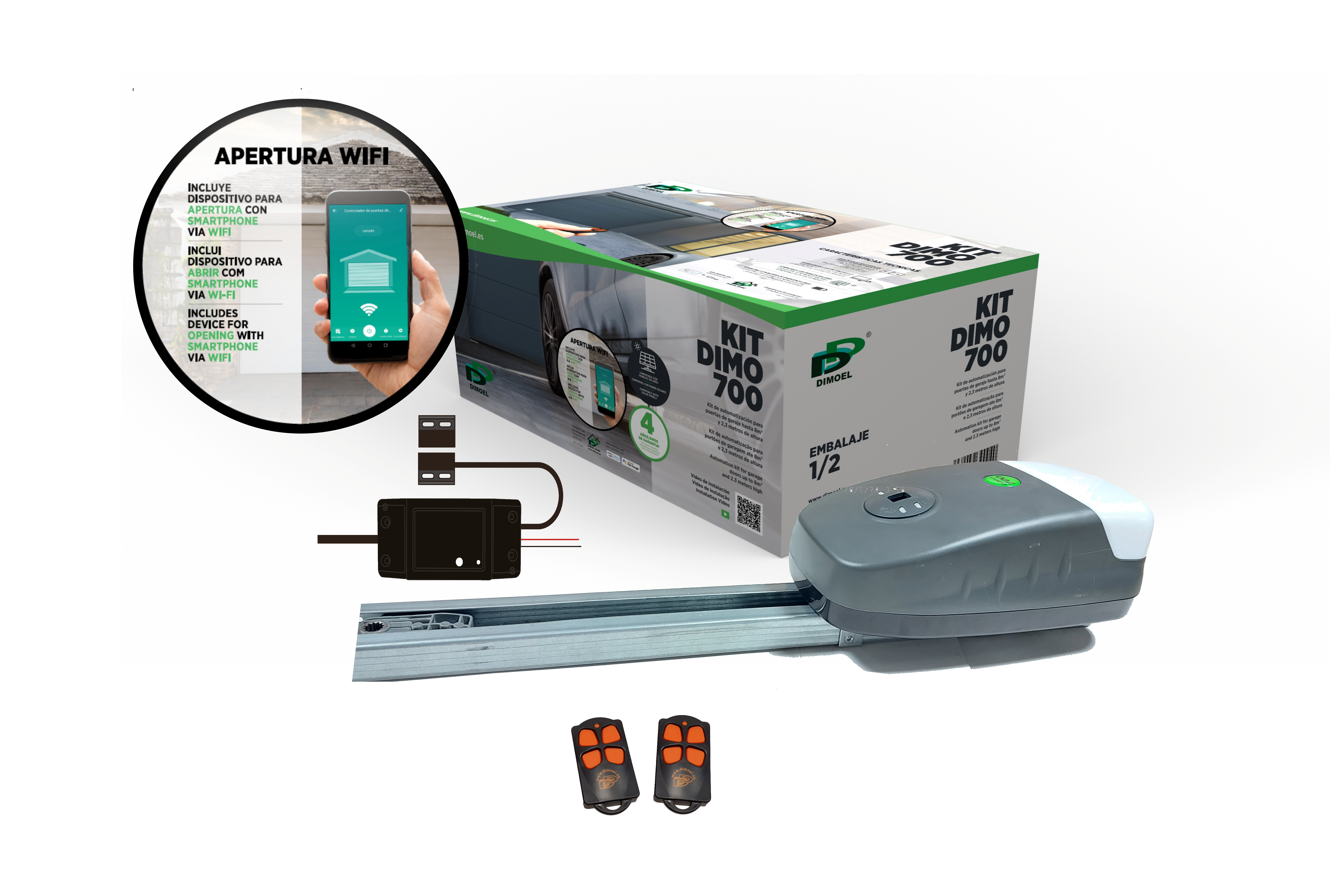Motor para puerta basculante de garaje dimoel kit dimo 700 wifi