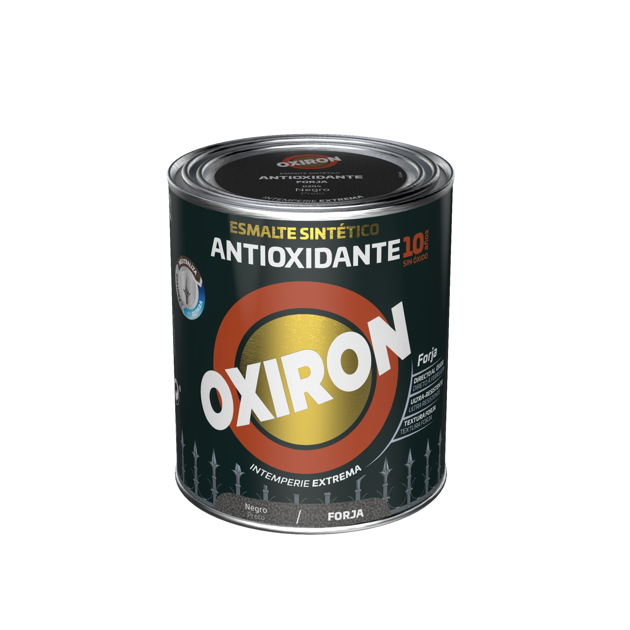 Pintura exterior color negro para hierro, reja, ventana, persiana OXIRON metalizado 750ml al disolvente aplicación directa sobre el óxido - 2