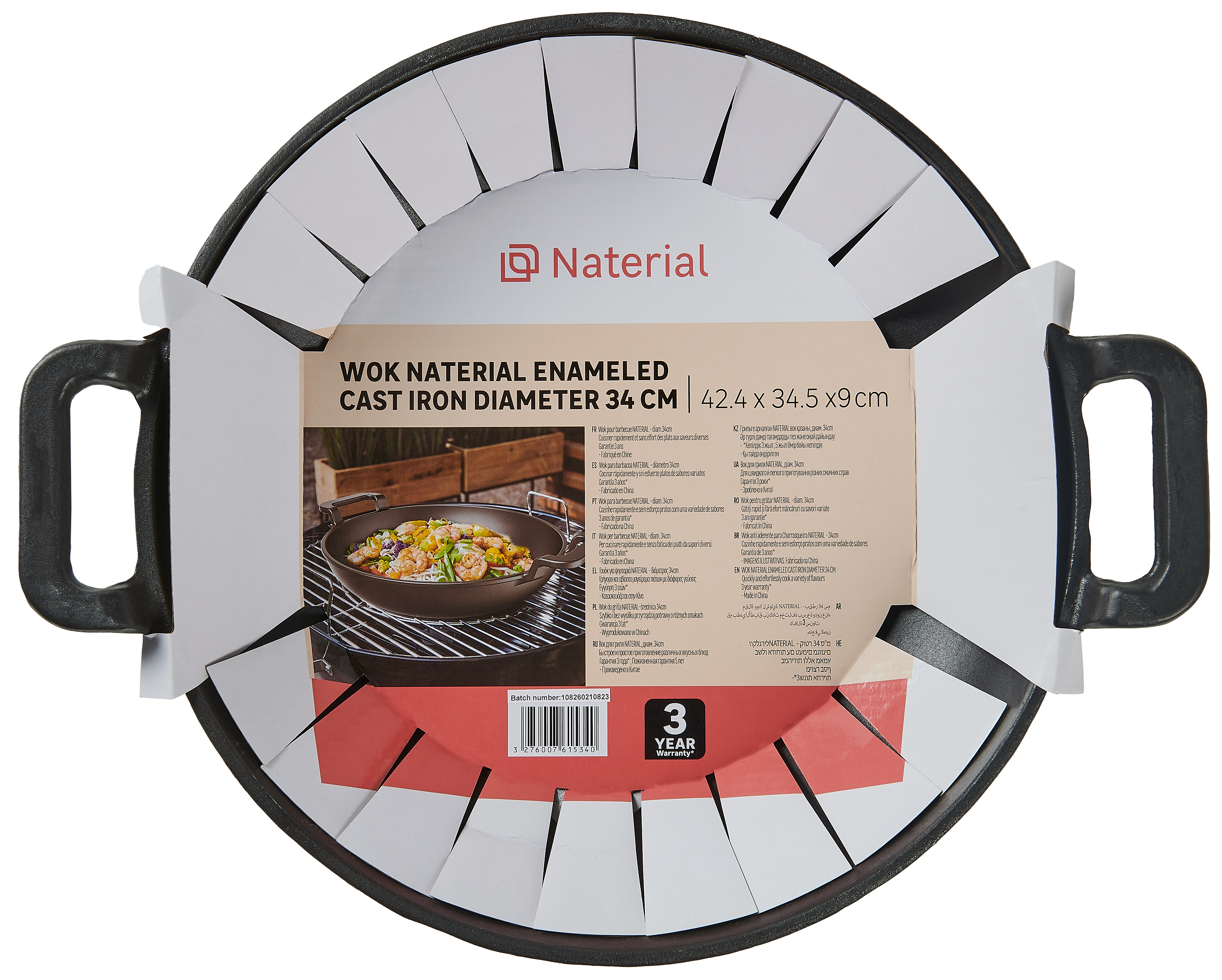 Patelnia Wok żeliwna śr. 34cm Naterial - 2