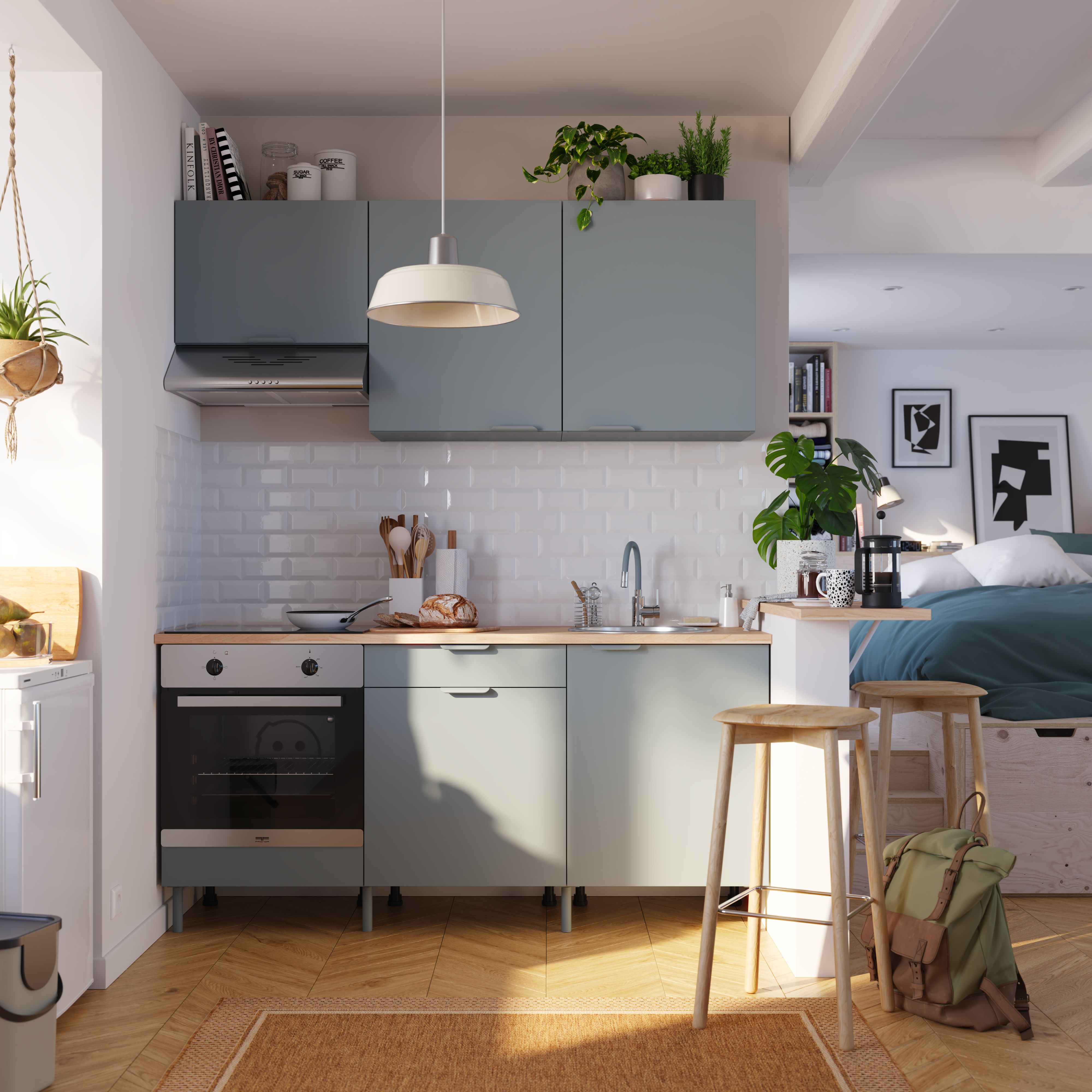 Meuble haut de cuisine Eleki gris 1 porte H72.1 x l60 - 4