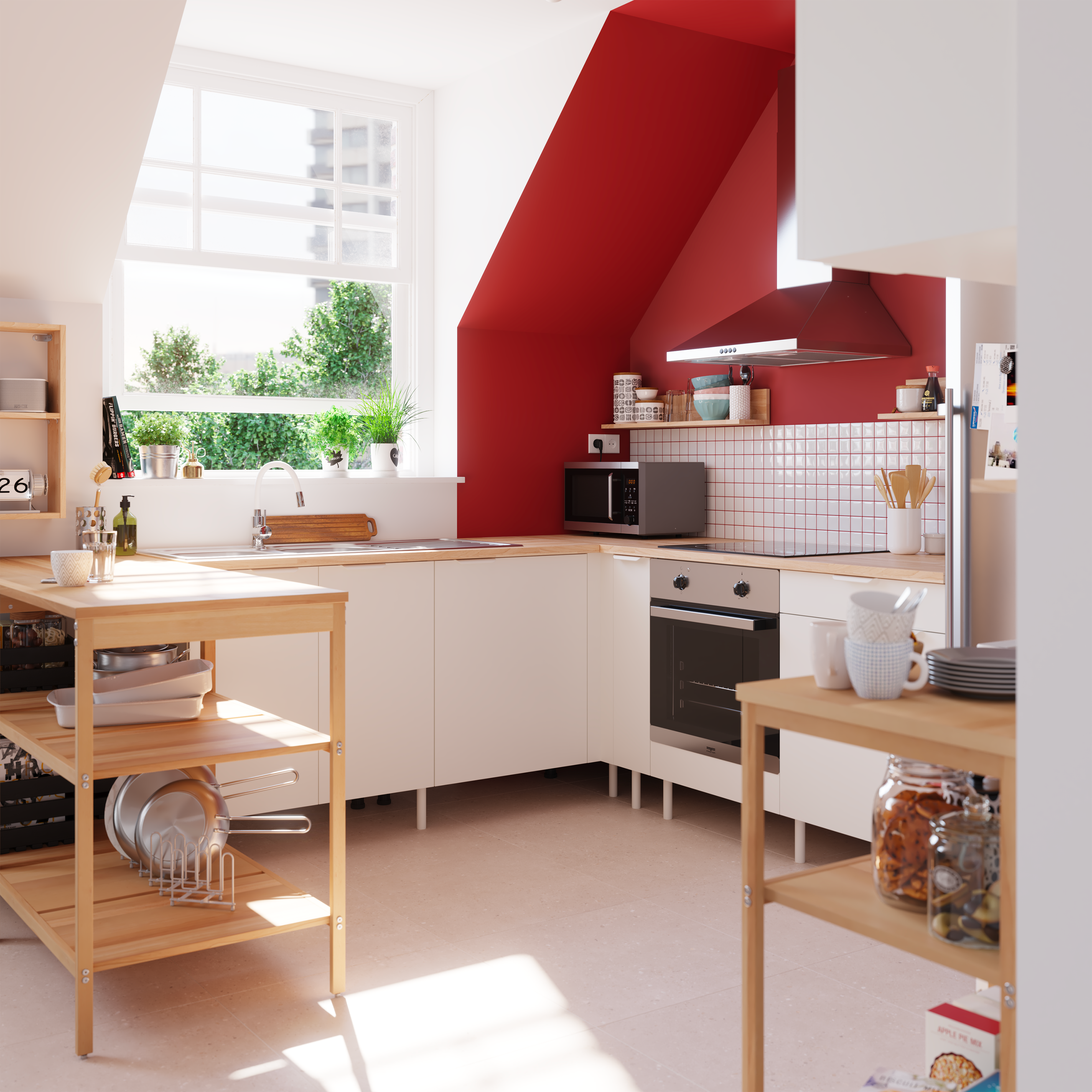 Mueble bajo de cocina Eleki Blanco 2 puertas H 87.1 x L 80 cm - 4