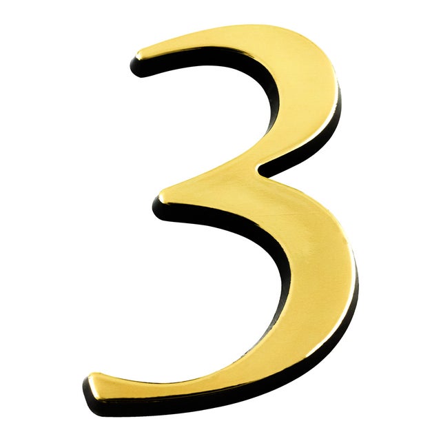 Chiffre 3 en pvc plastifié autocollant NOVAP doré H.4 x l.0.3 cm