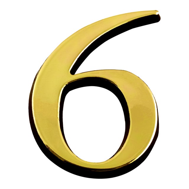 Chiffre 6 en pvc plastifié autocollant NOVAP doré H.4 x l.0.3 cm