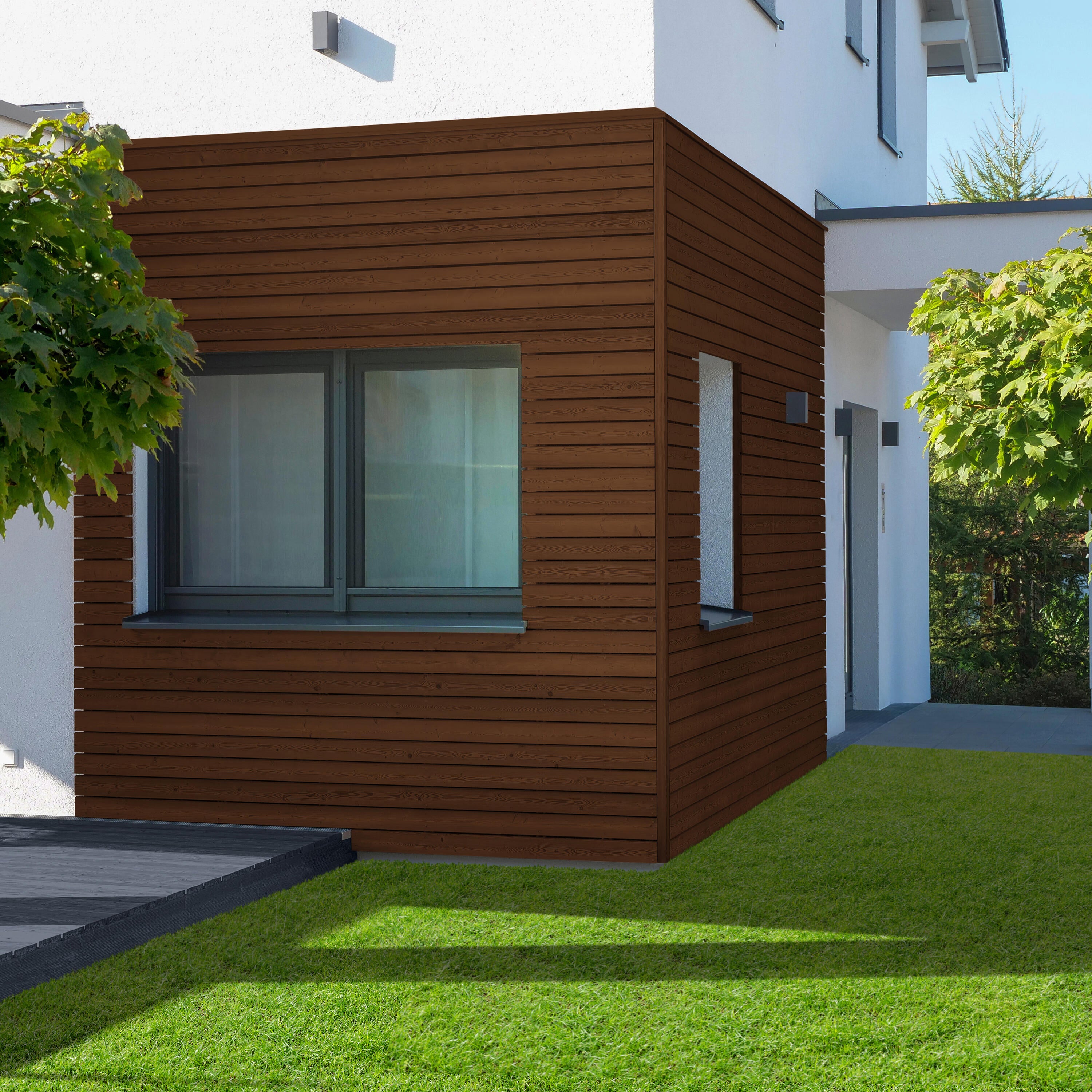 Protector madera exterior color roble oscuro para valla, caseta de jardín, cancela, fachada LUXENS satinado 750 ml base agua - 4