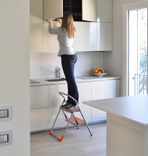 Sgabello A 2 Gradini FACTOTUM In Acciaio - Antiscivolo, Portata 150kg - Foto 8