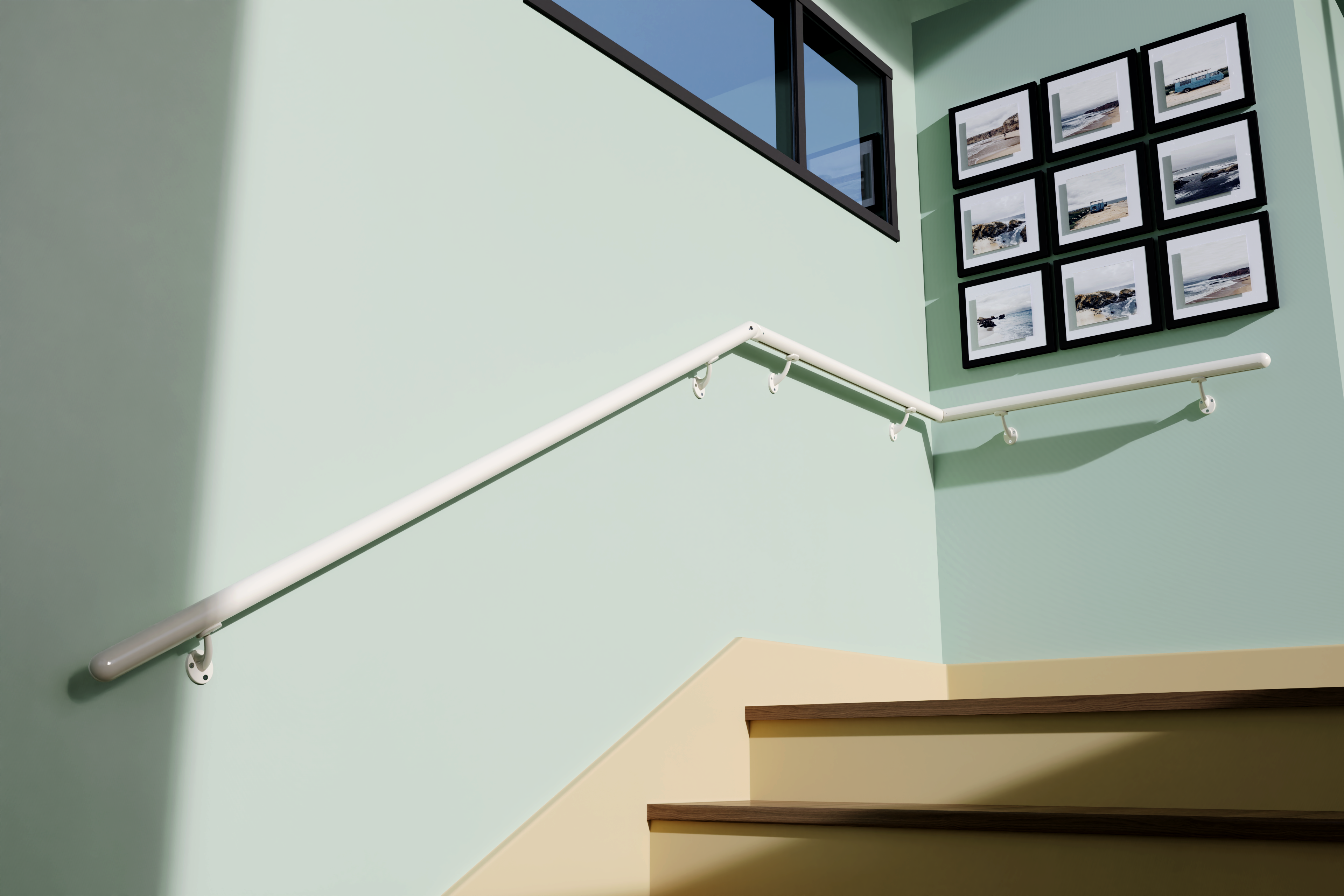 Main courante aluminium blanc OBAPI, 2 m - 2