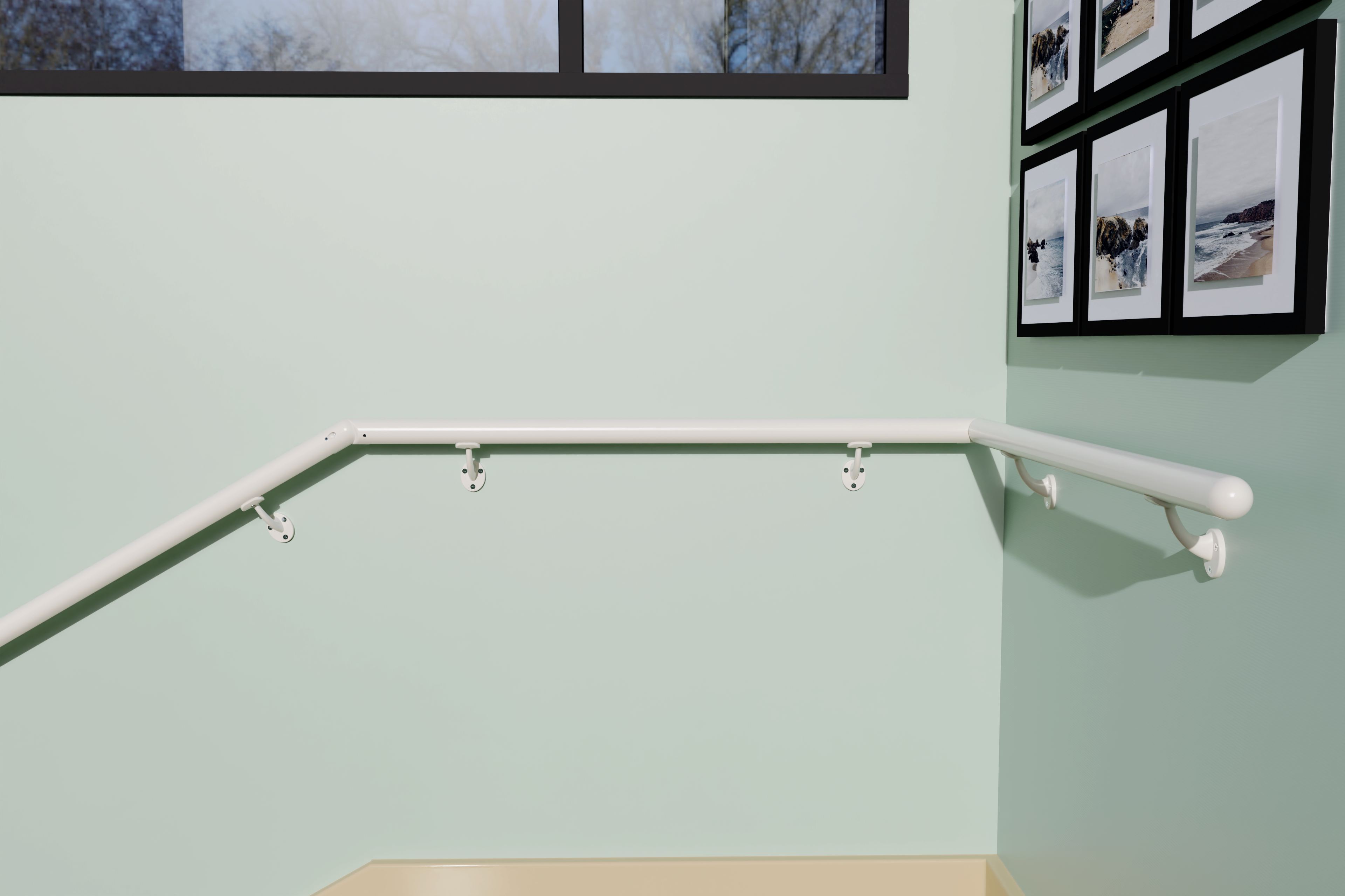 Main courante aluminium blanc OBAPI, 2 m - 3