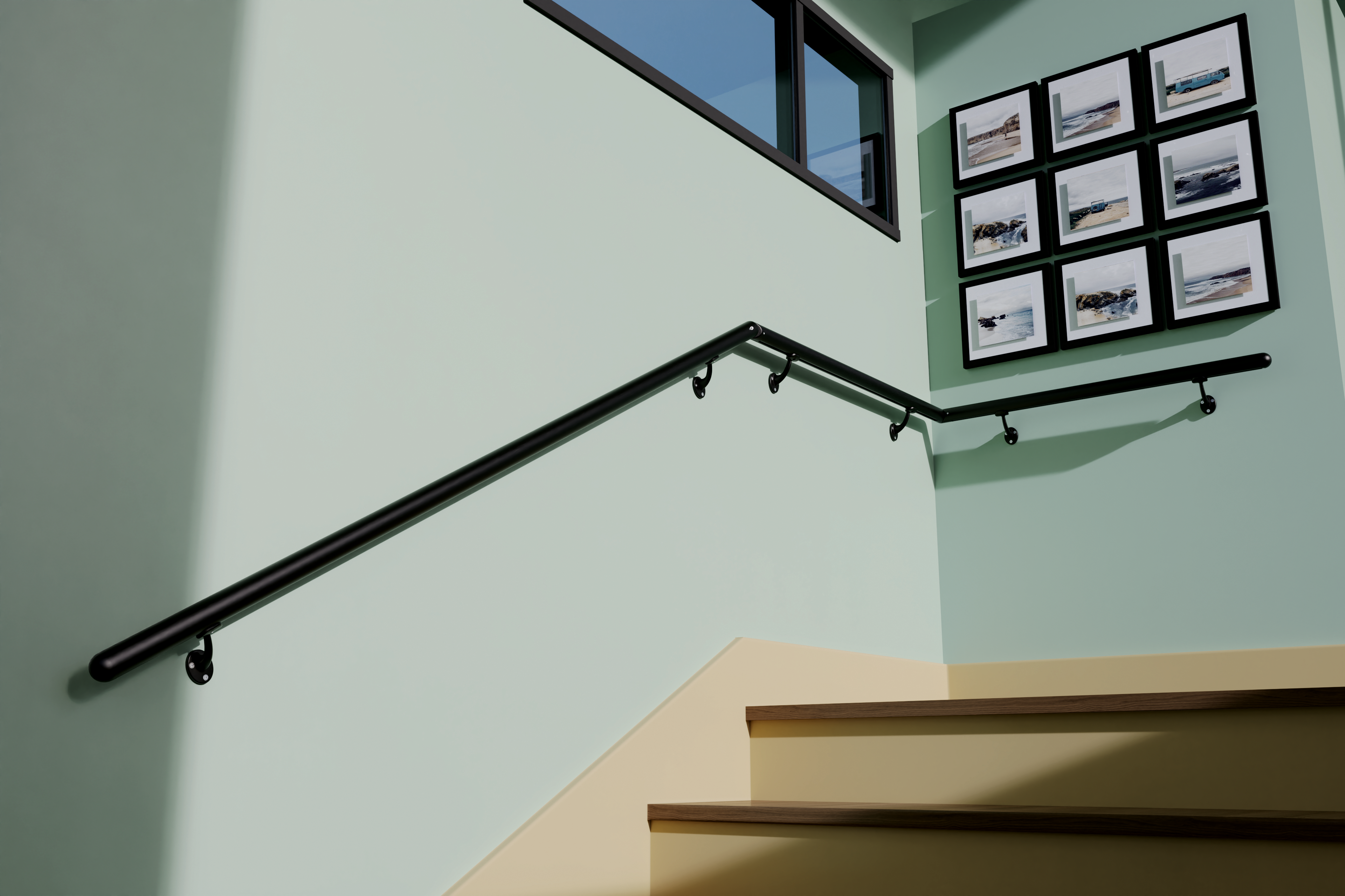 2 Supports en aluminium noir pour main courante Obapi - 7