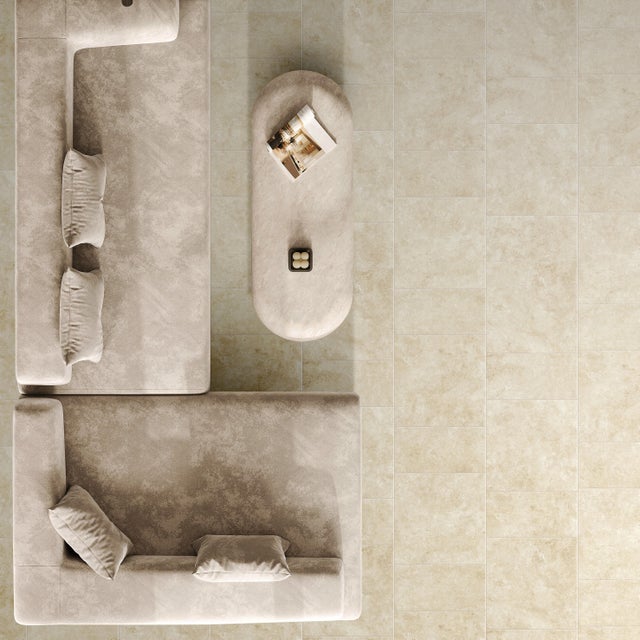 Carrelage mur / sol intérieur effet travertin beige Tiber l.60.4 x L.60.4 cm