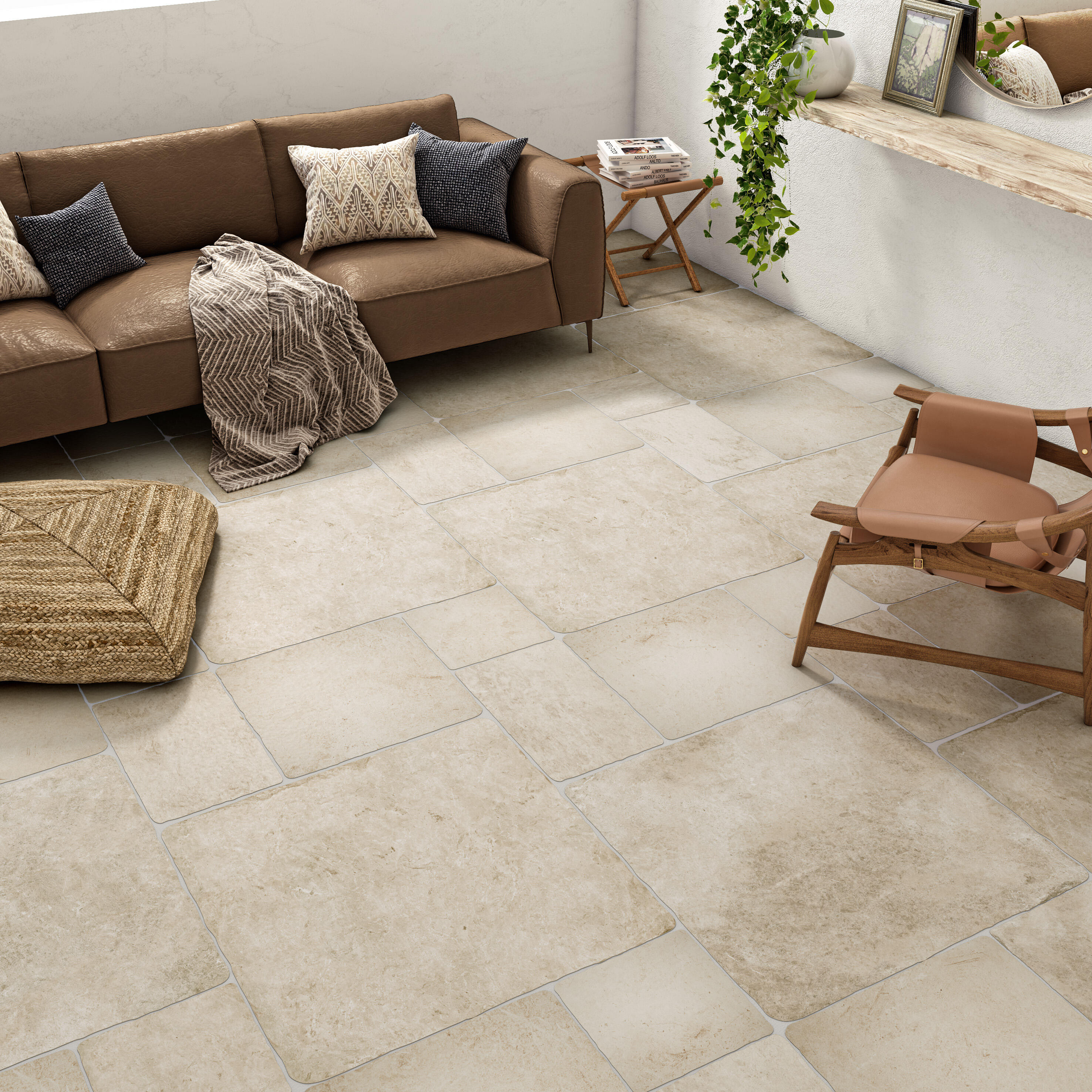 Carrelage mur intérieur / sol intérieur effet pierre beige Monastère l.30 x L.30 - 3