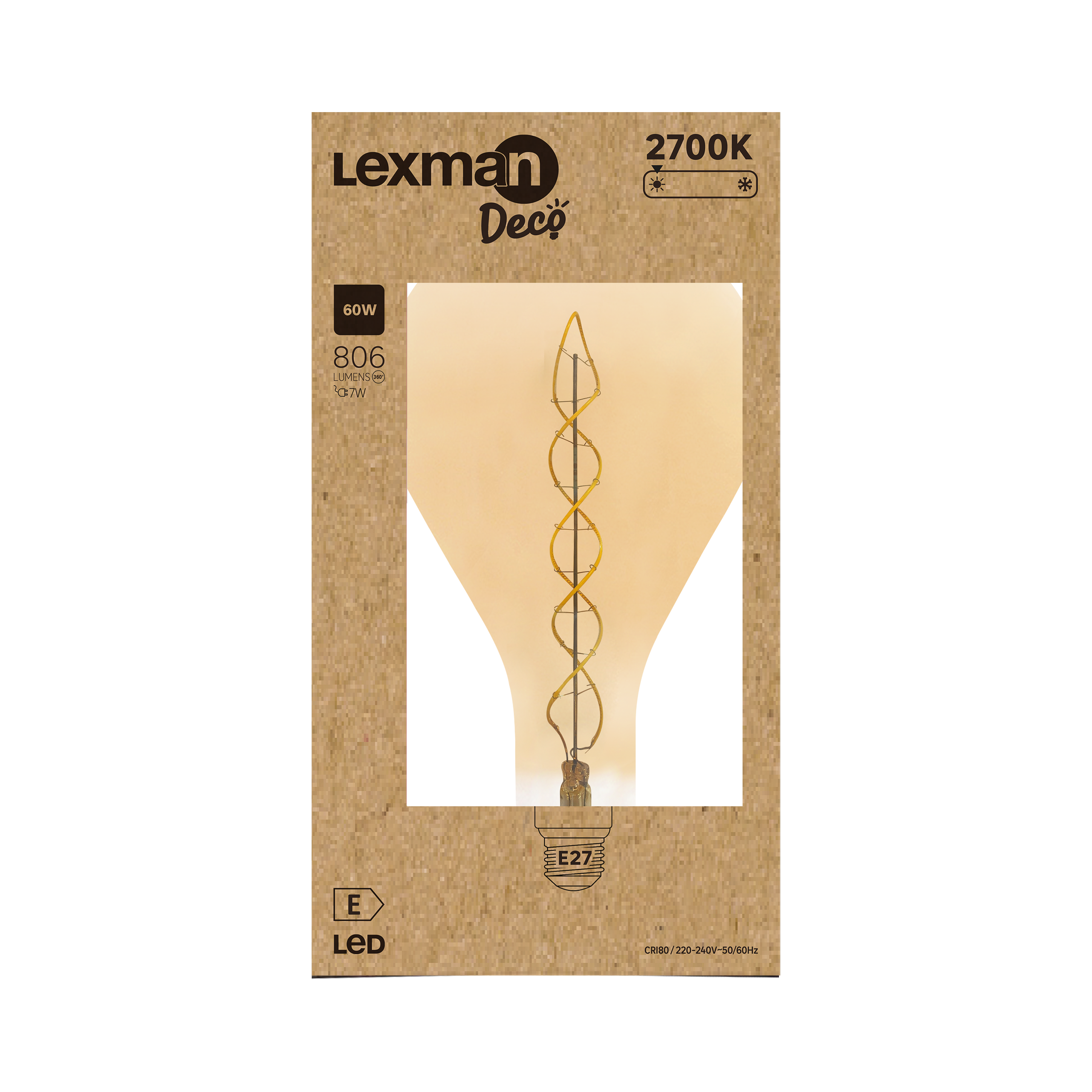 Bombilla decorativa LED E27 filamento forma estándar 806 lúmenes 7W color de la luz blanco cálido 2700K CRI 89-80 luz natural y fiel  clase energética E - 3