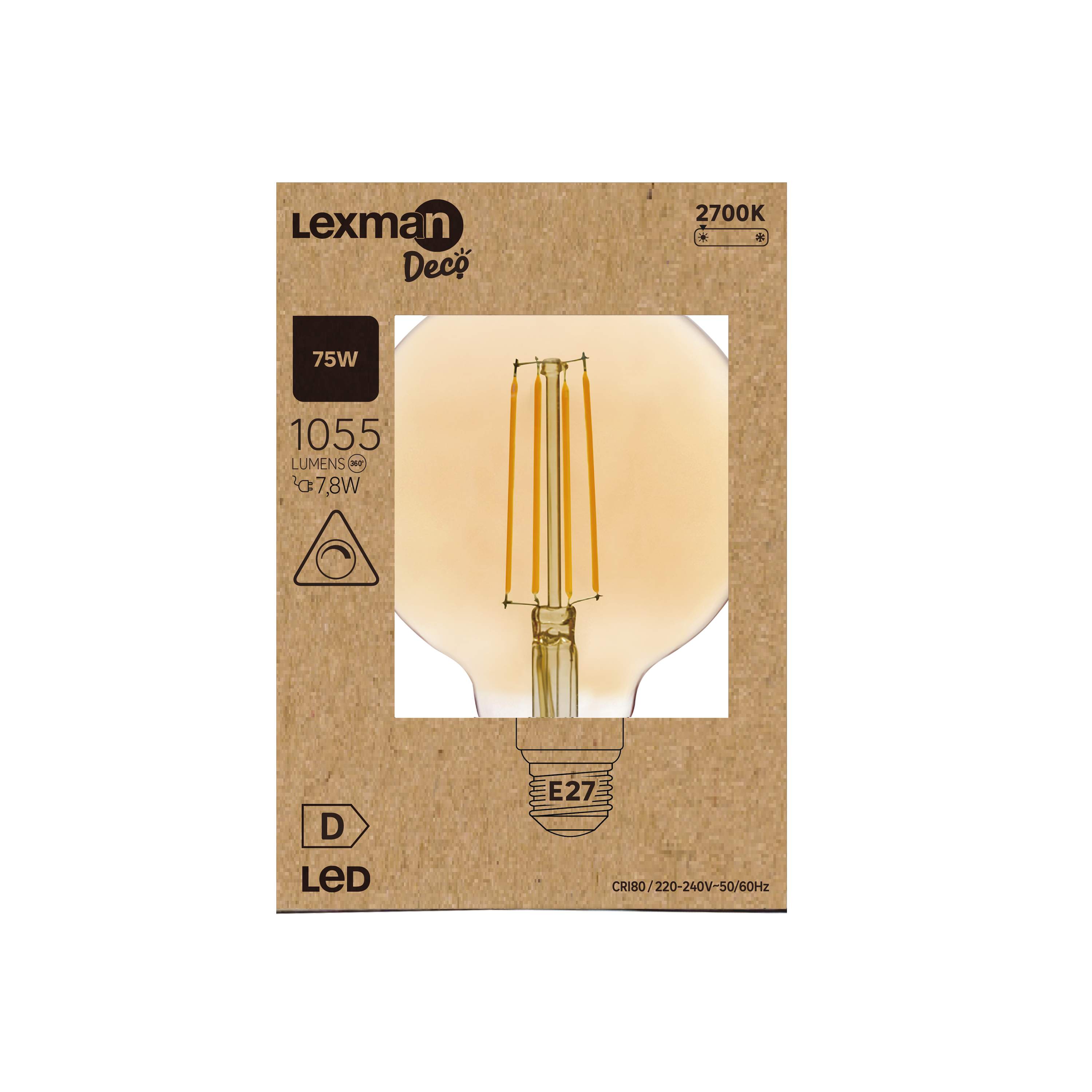 LED FIL G125 E27 1055LM 2700K REG LEXMAN - 5