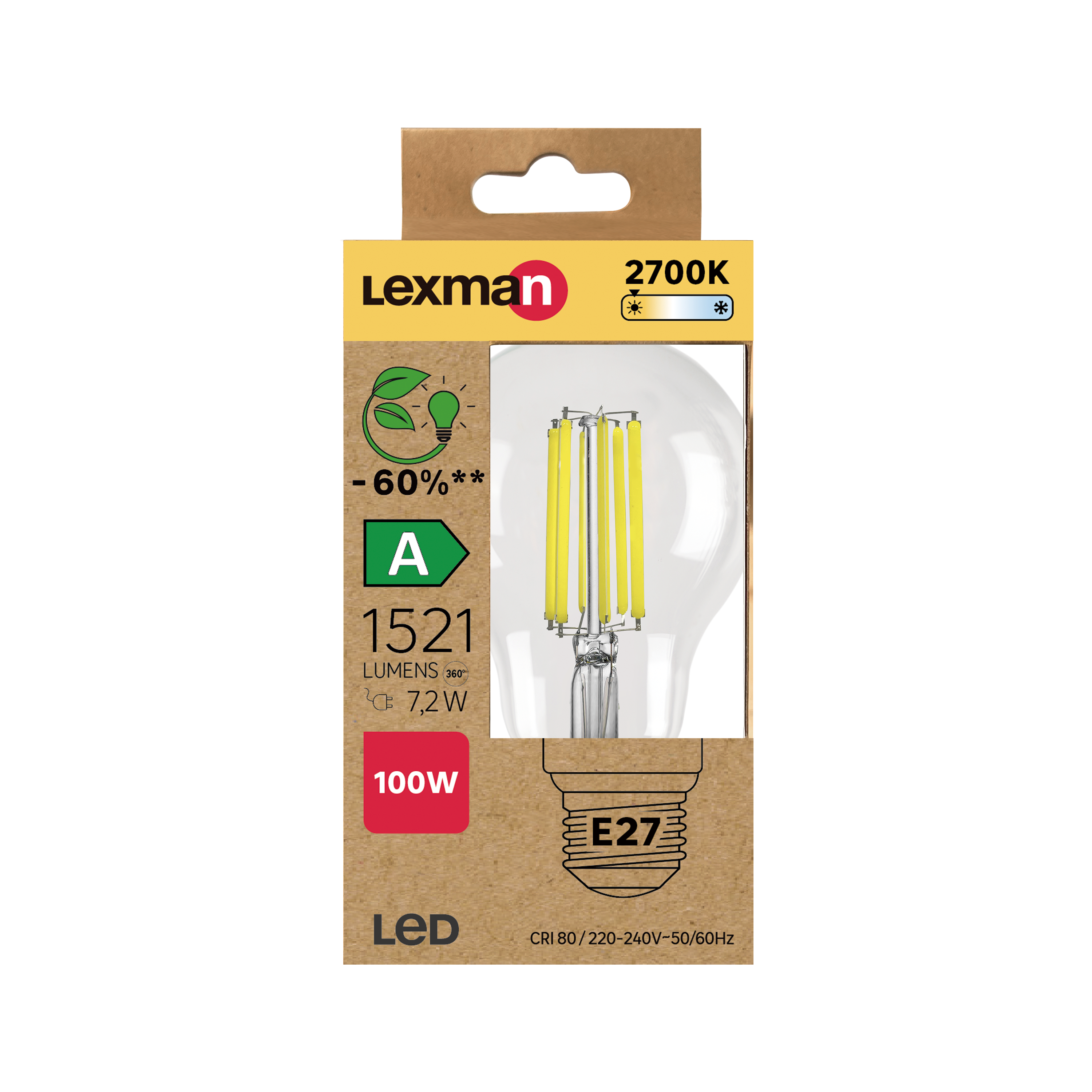 Ampoule led, E27, 1521lm, classe énergétique A, blanc chaud, LEXMAN - 6
