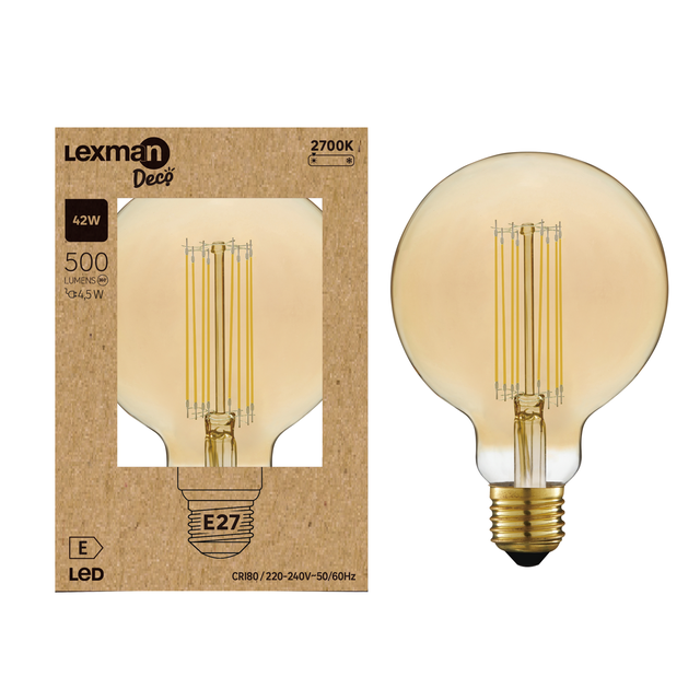 Lâmpada led G95 E27 500LM 2700K LEXMAN