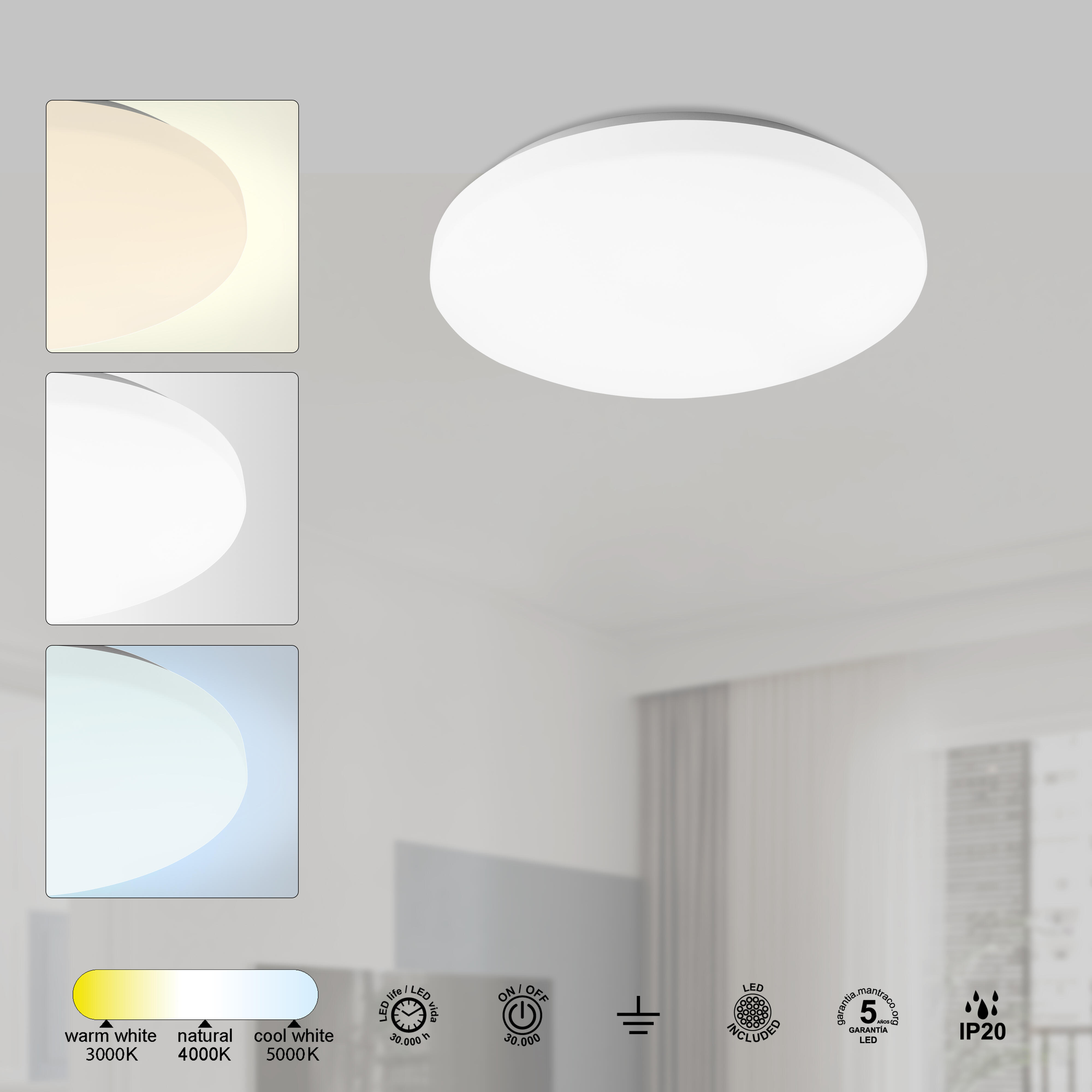 Plafón Zero LED redondo 2040 lm blanco 33.4 cm color regulable - 5