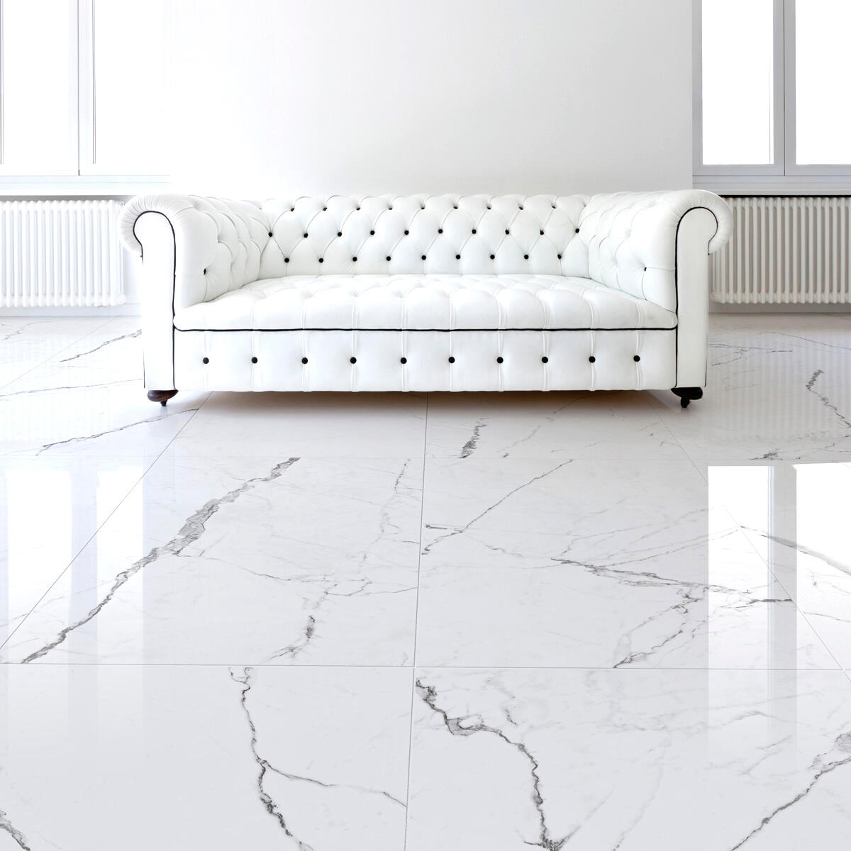 Piastrella da pavimento e rivestimento interno in gres porcellanato 60 x 120 cm rettificato smaltato bianco lappato Michelangelo traffico intenso (pei 4/5) Sp. 7 mm 1.44 mq - 2