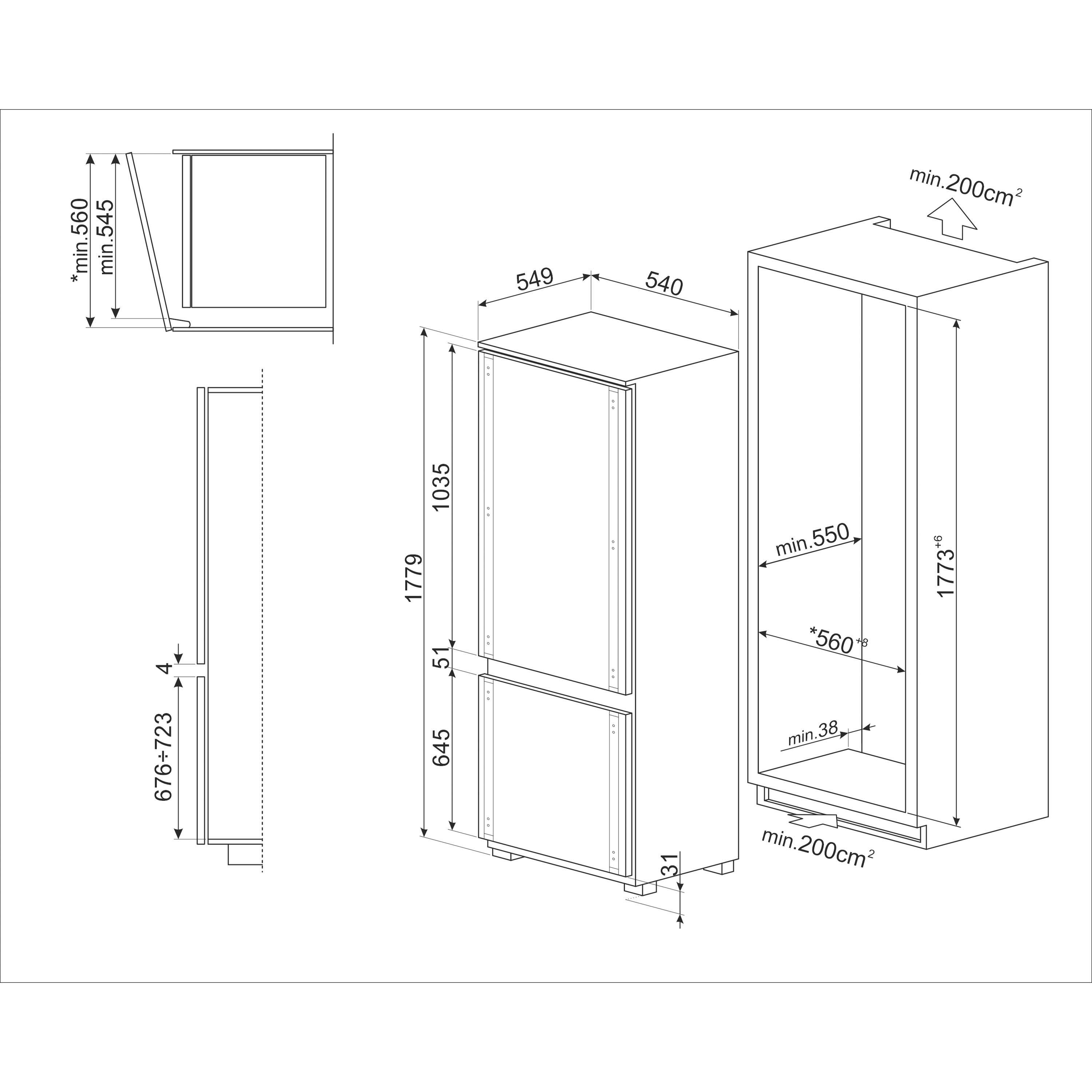 Réfrigérateur intégrable 2 portes 269L SMEG C41721E - 5