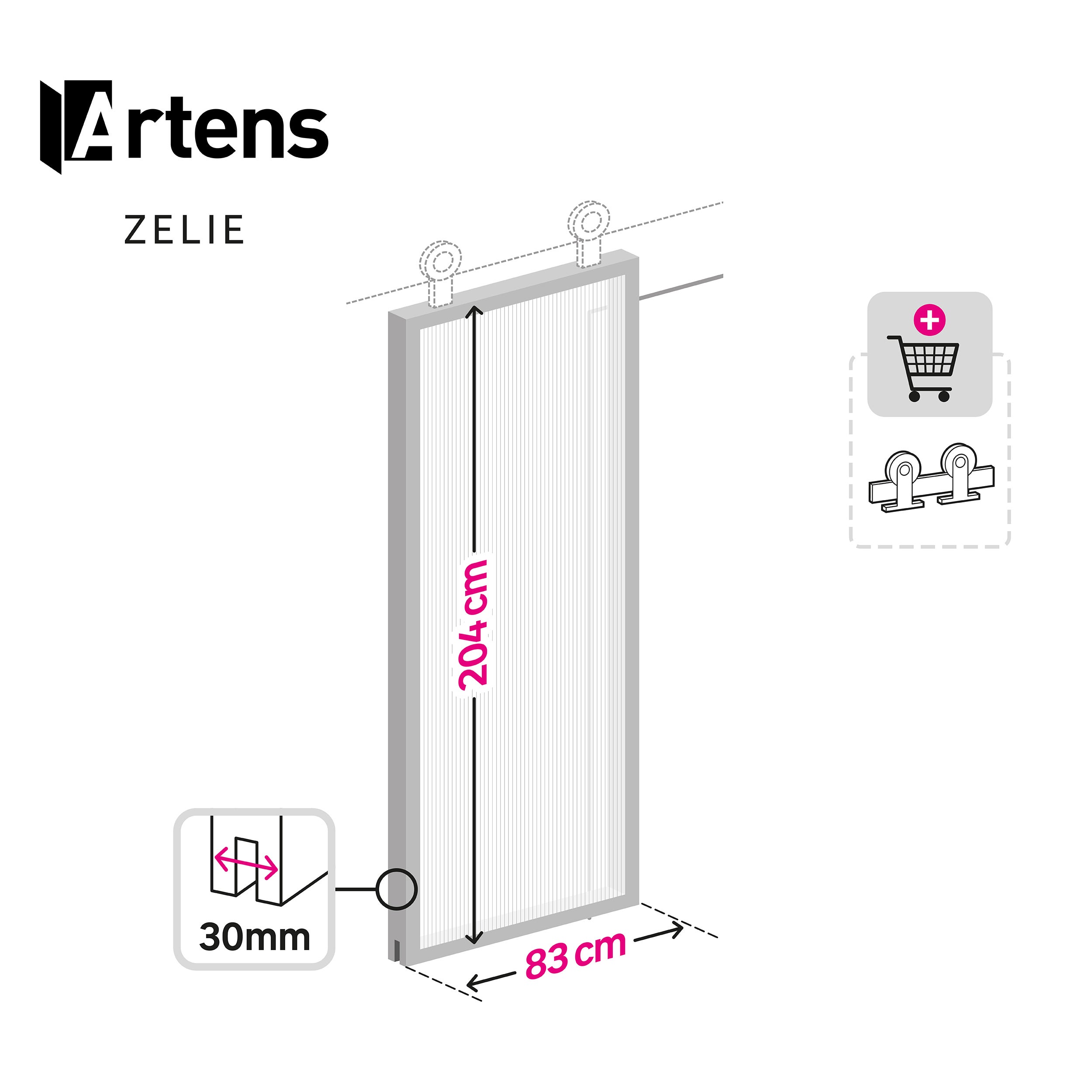 Porte coulissante Zélie alu vitrée, H.204 x 83 cm, ARTENS - 2