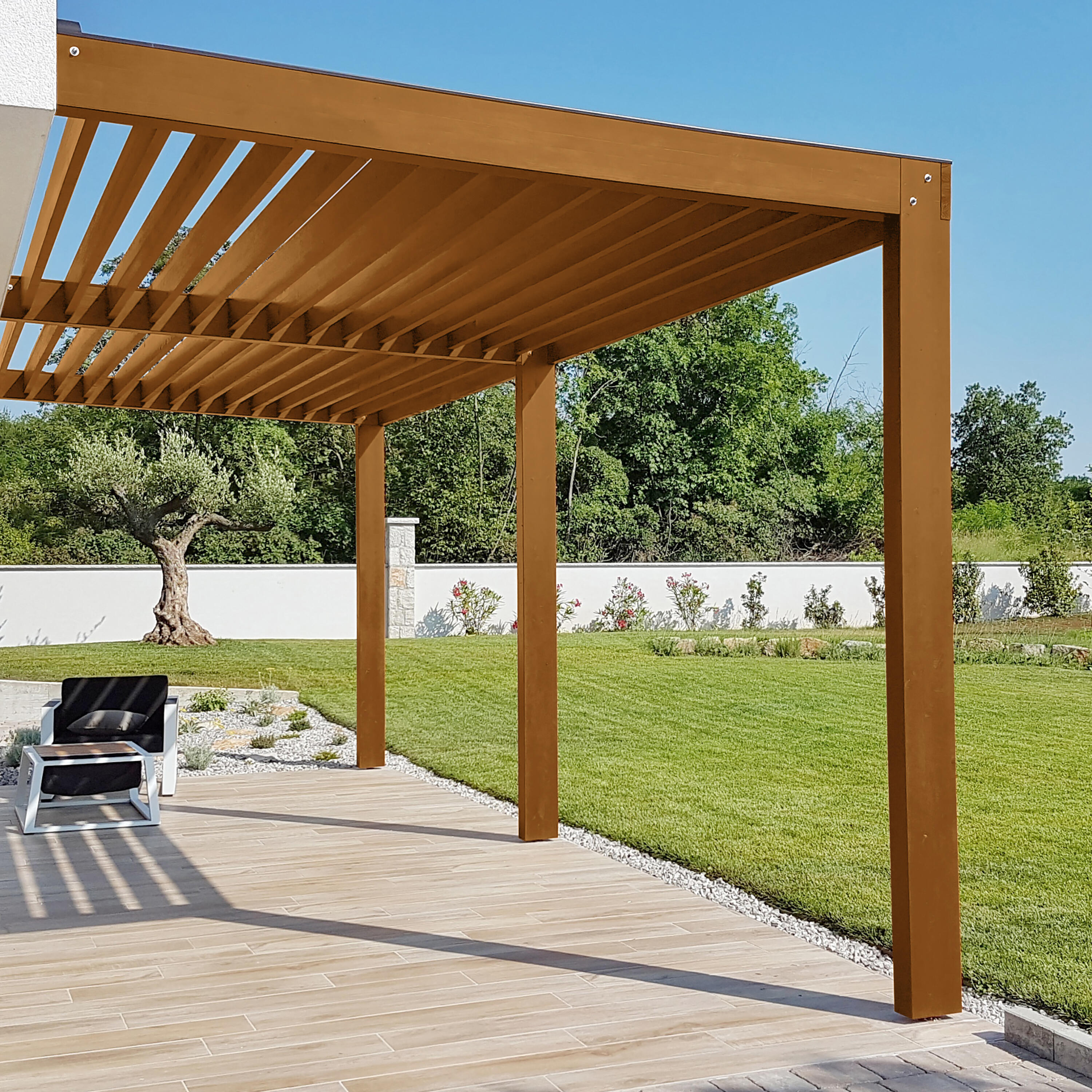 Protector madera exterior color roble medio para valla, caseta de jardín, persiana LUXENS satinado 750 ml base agua - 4