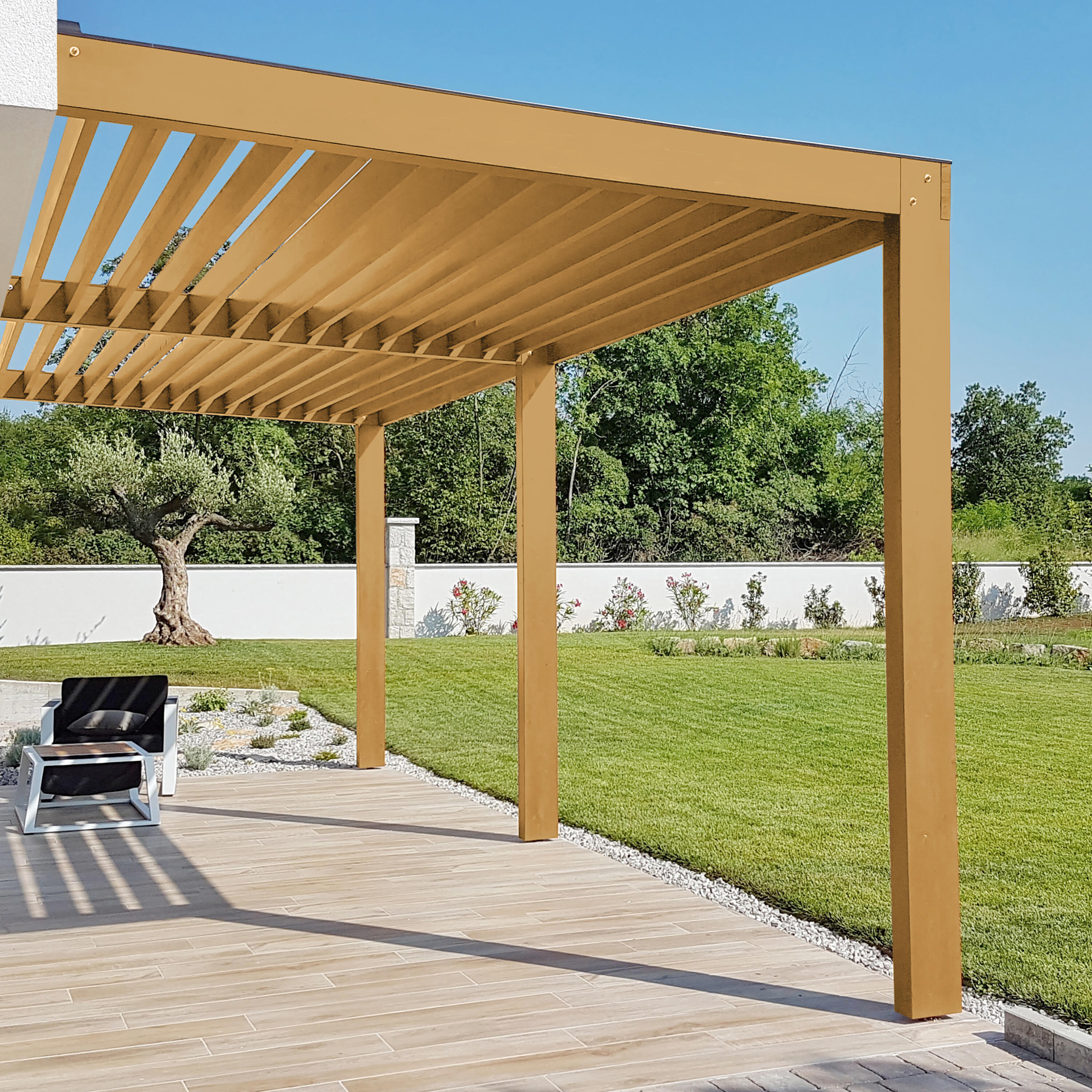 Protector madera exterior color roble natural para valla, caseta de jardín, persiana LUXENS satinado 750 ml base agua - 4