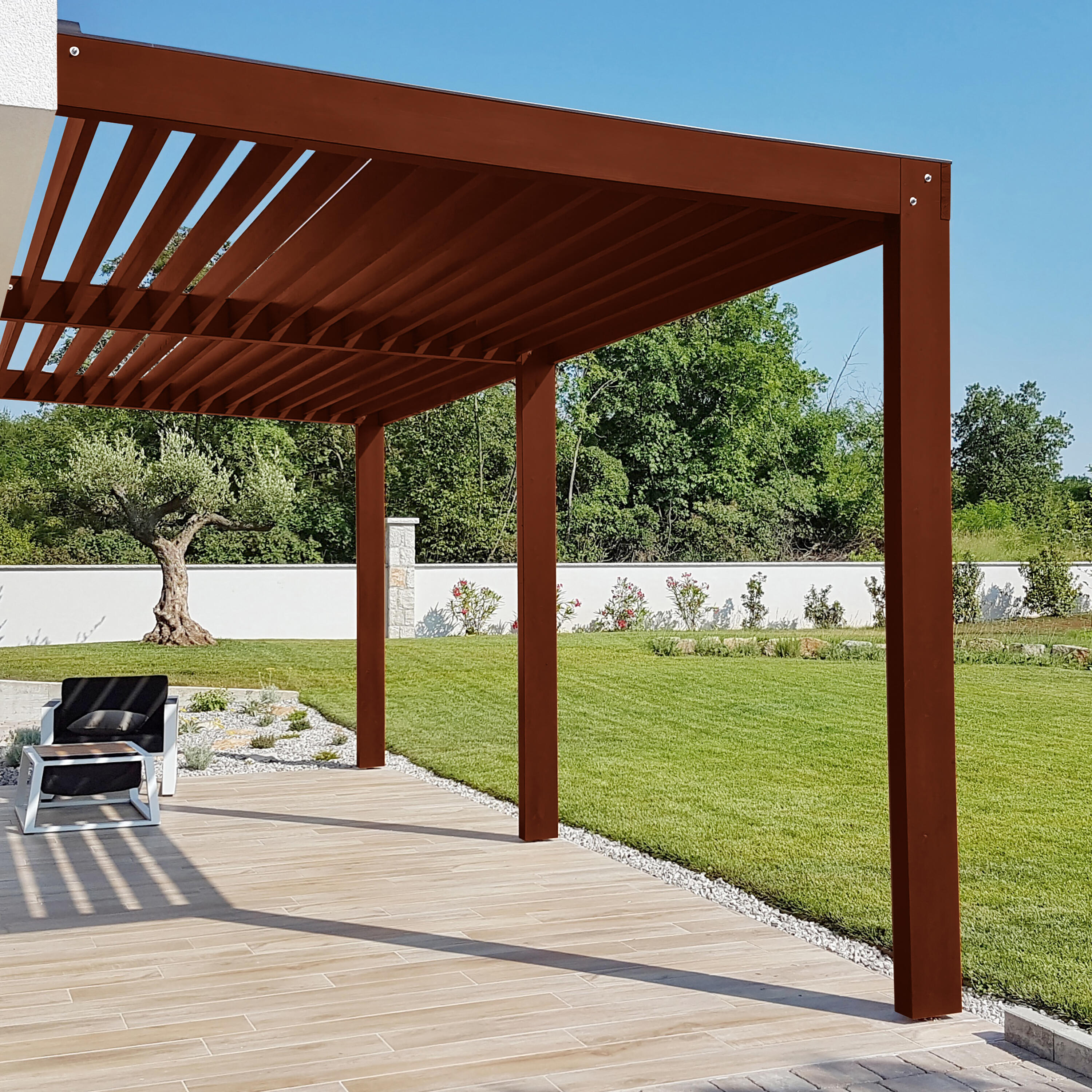 Protector madera exterior color teca para caseta de jardín, valla, persiana LUXENS satinado 750 ml base agua - 4