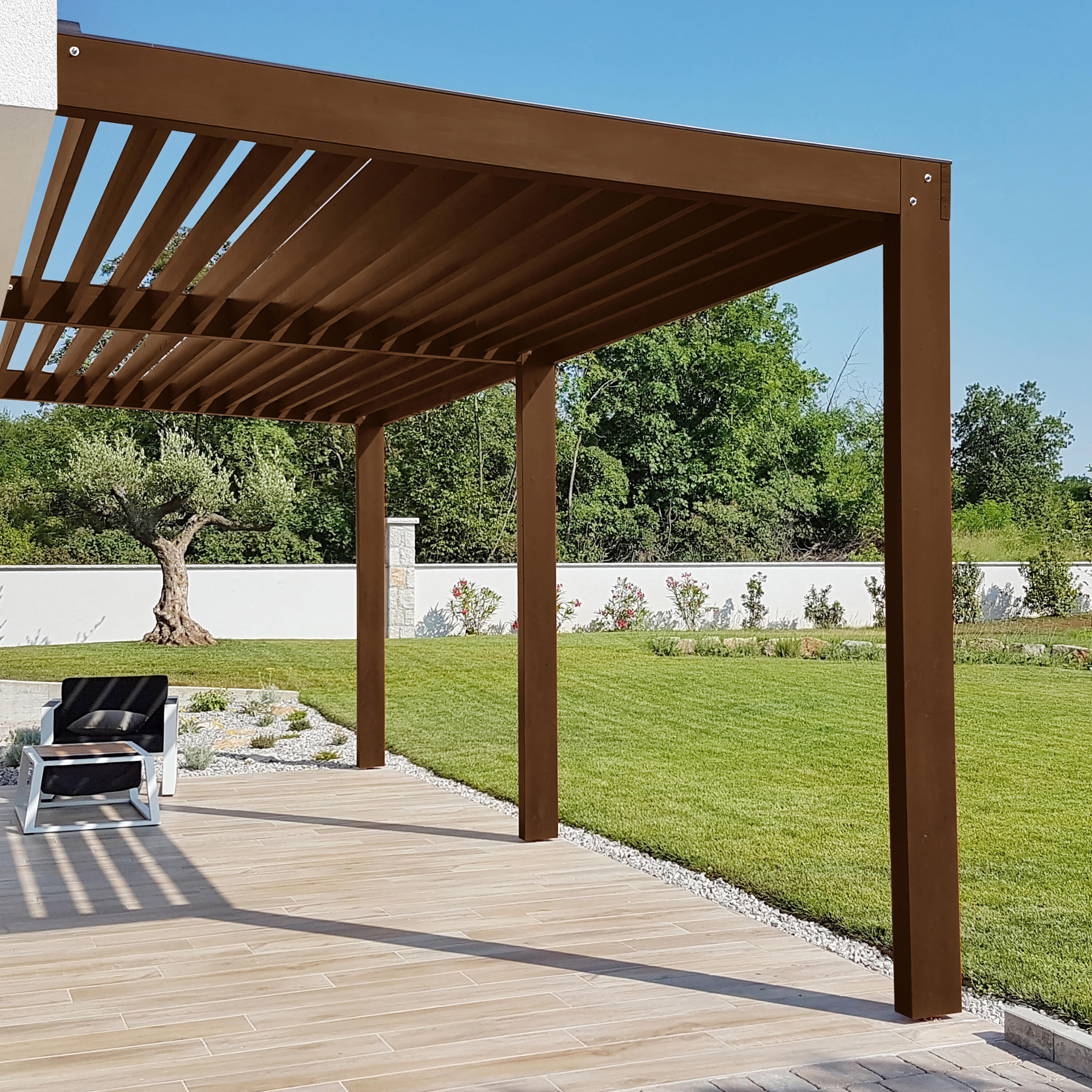 Protector madera exterior color castaño para caseta de jardín, valla, persiana LUXENS satinado 750 ml base agua - 4