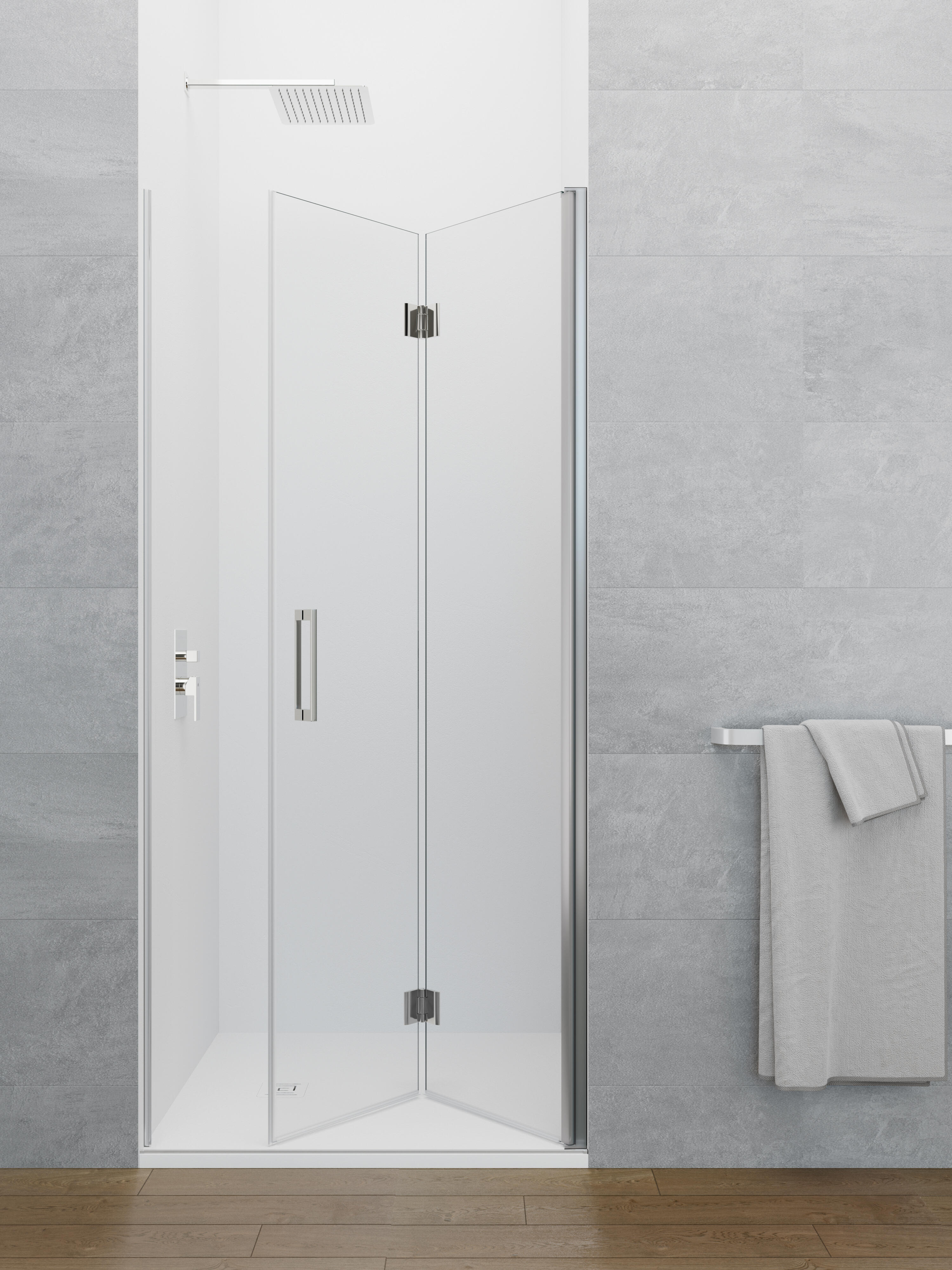 Mampara de ducha frontal plegable transparente fold c1 perfil cromo (57.5-59)x195 cm