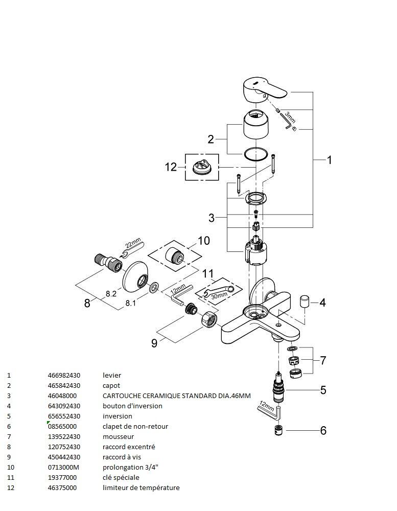 Mitigeur de bain mécanique noir mat, Start Clova - QuickFix, GROHE - 4