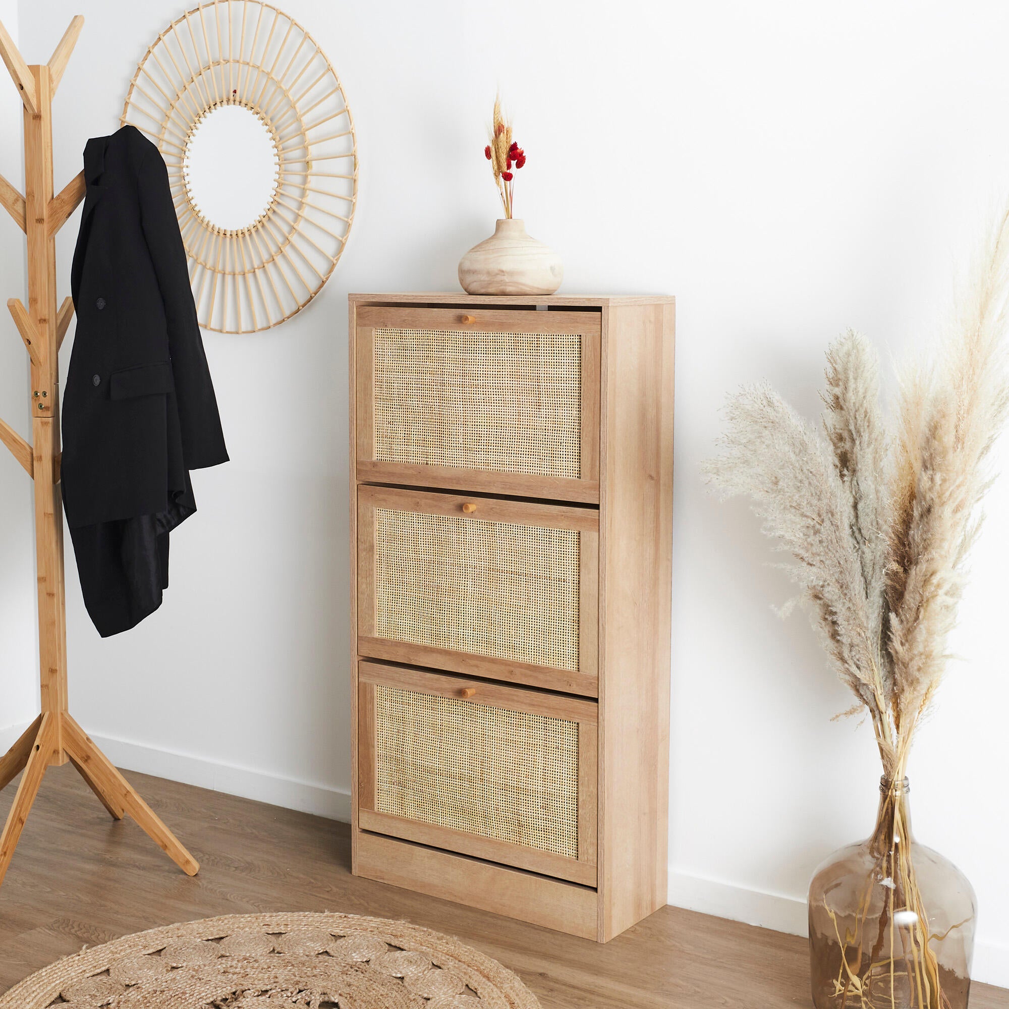 Sapateira Bali com 3 portas castanho 60x24x113cm - 10