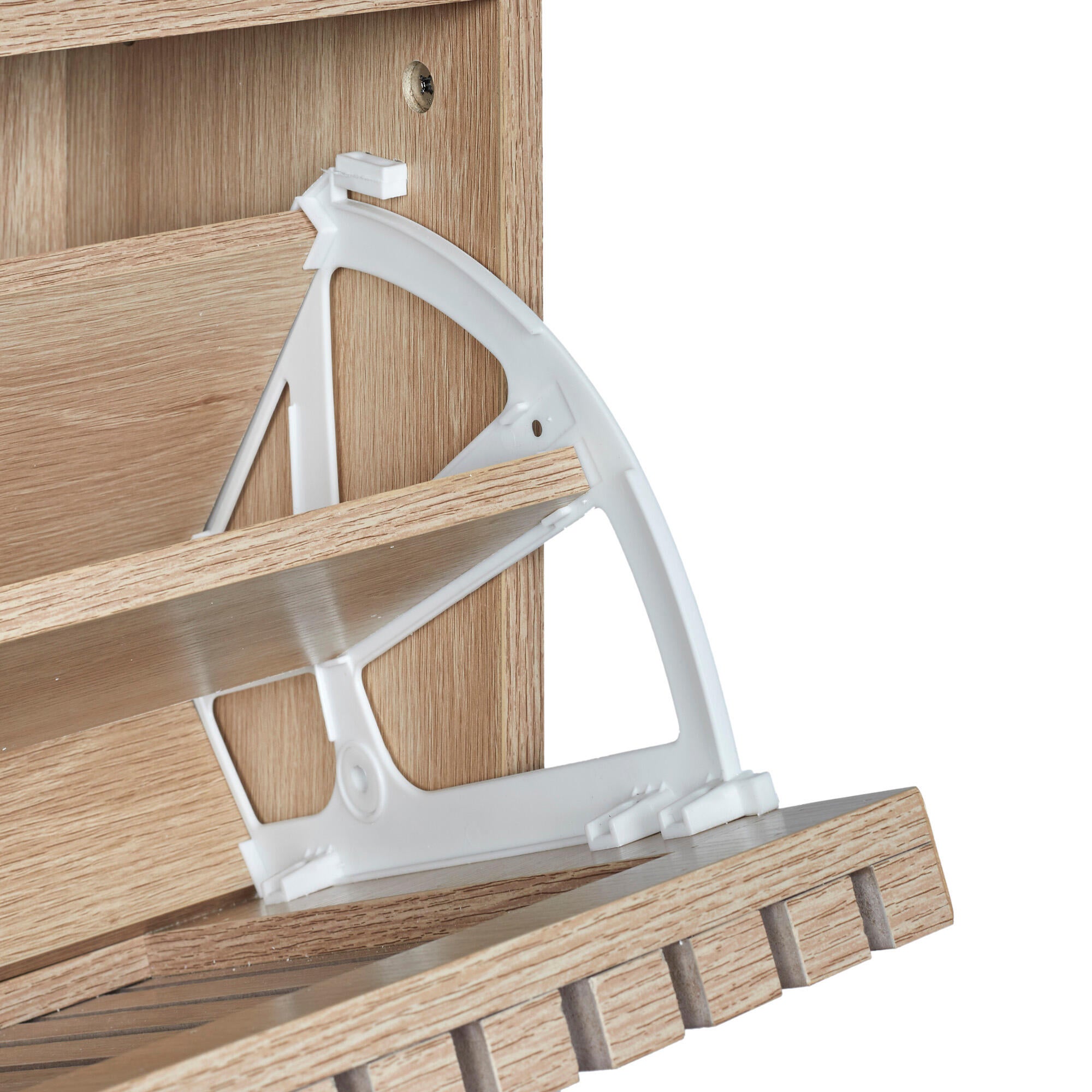 Zapatero Klaus con 3 compartimentos para 18 pares en melamina color marrón 24x113x60 cm - 15