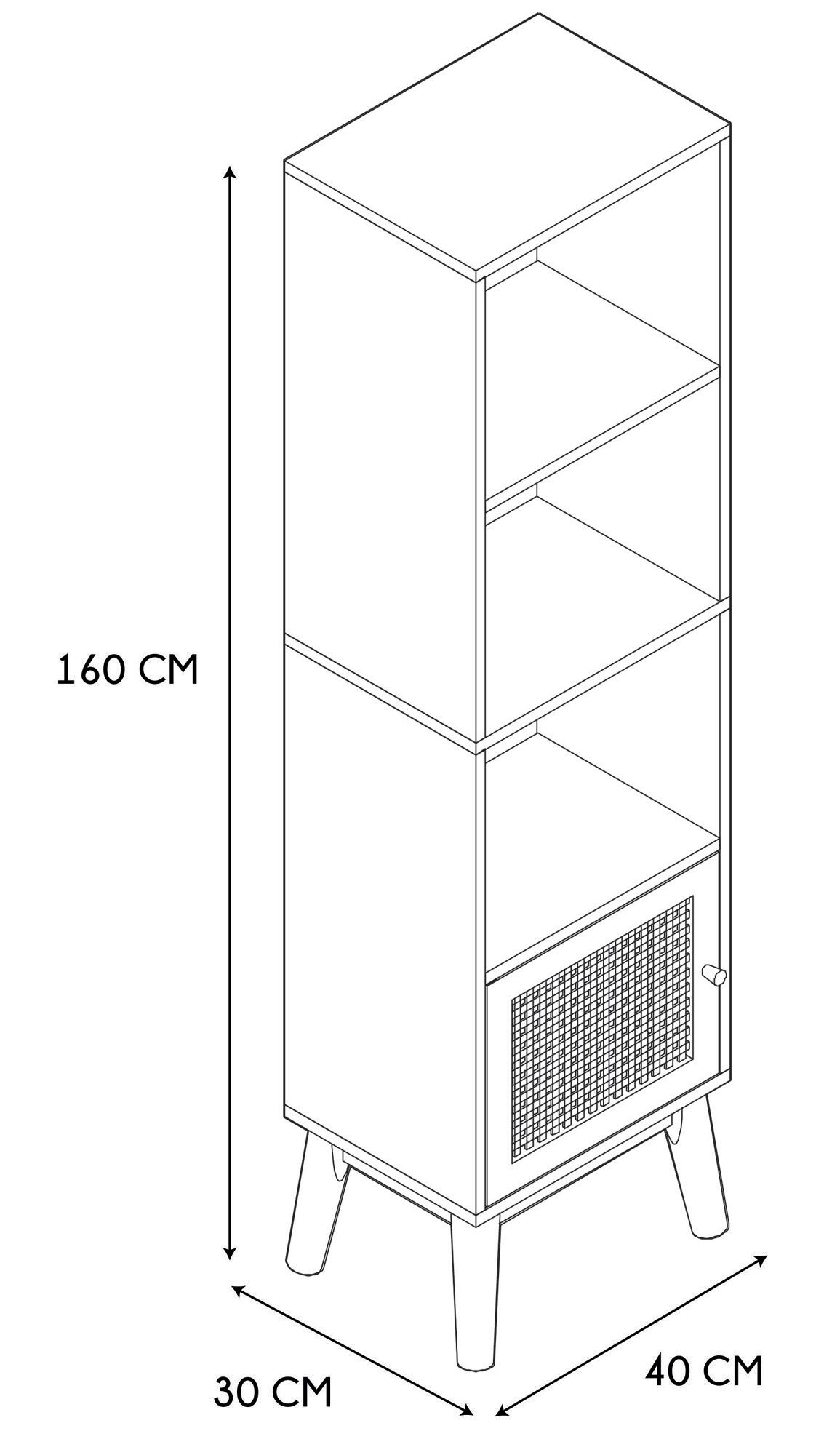 Estante Bali com 1 porta castanho 40x30x160cm - 3