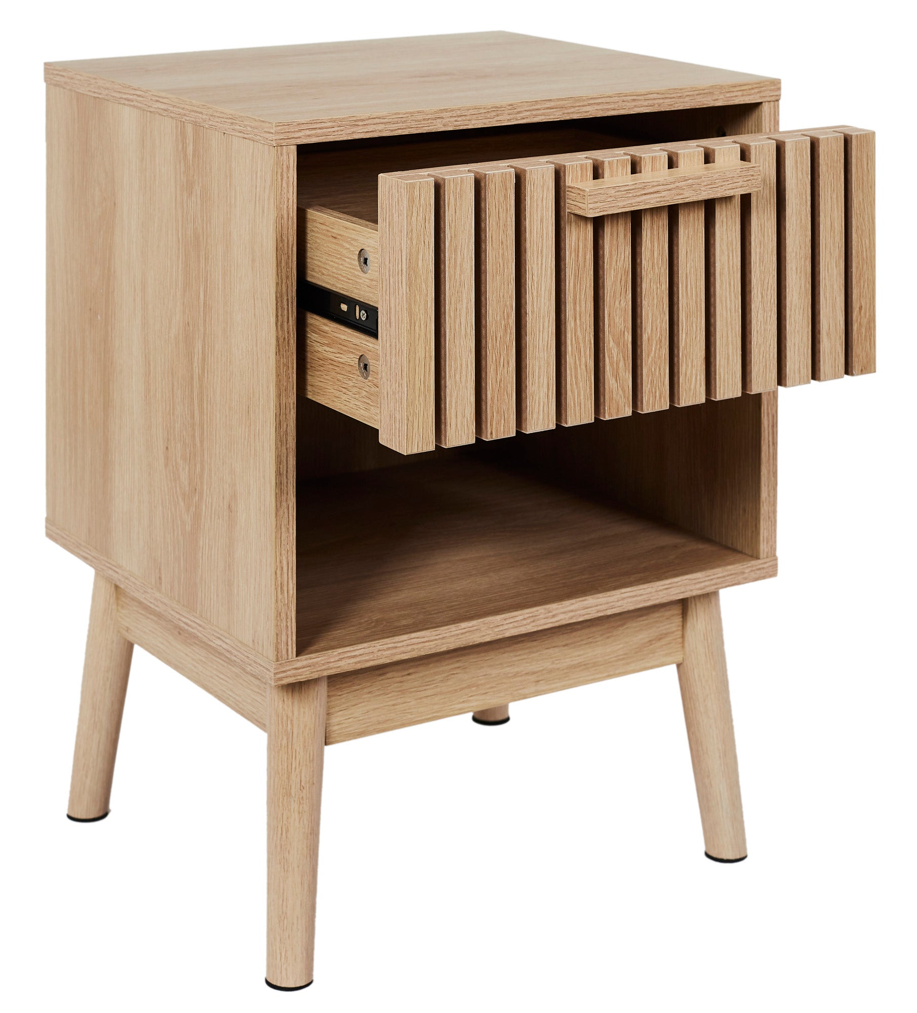 Mesita de noche Klaus roble con 1 cajón 40x55x35 cm (Ancho x Alto x Fondo) - 5