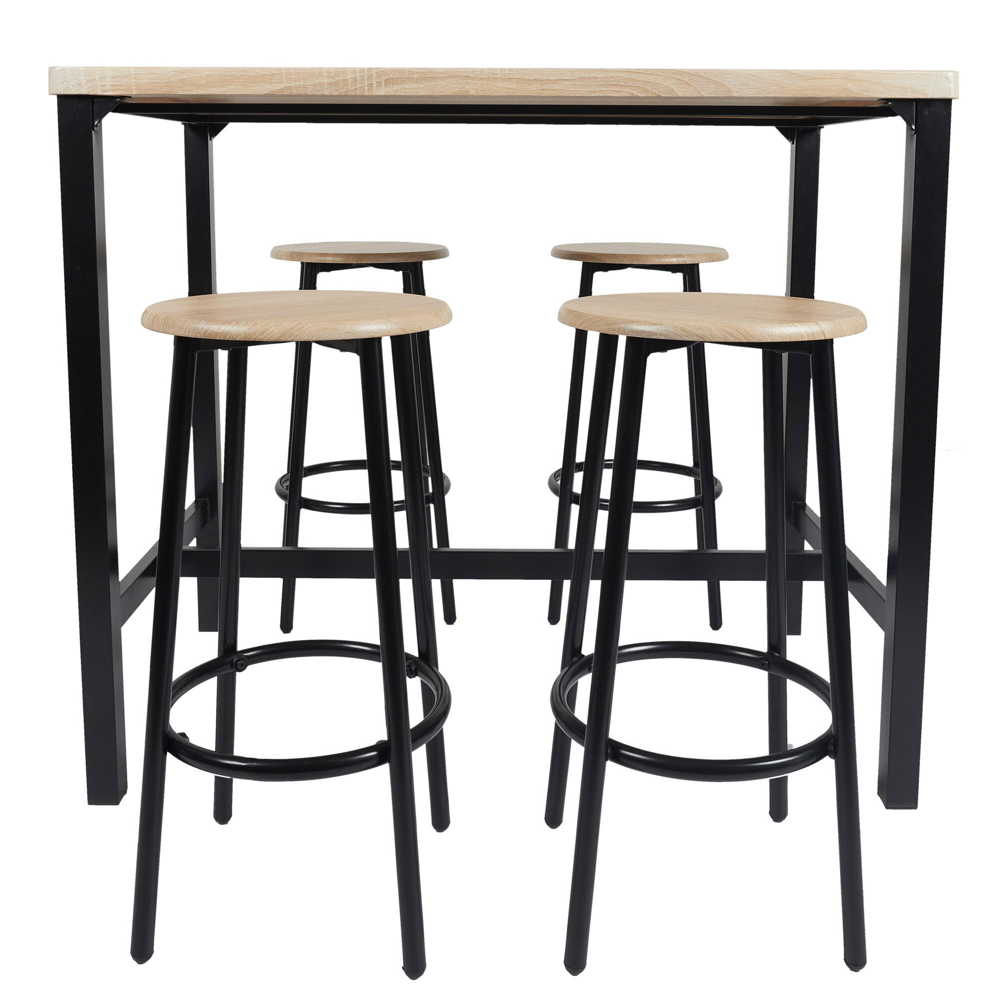 Set de mesa con 4 taburetes loka cmp madera/negro
