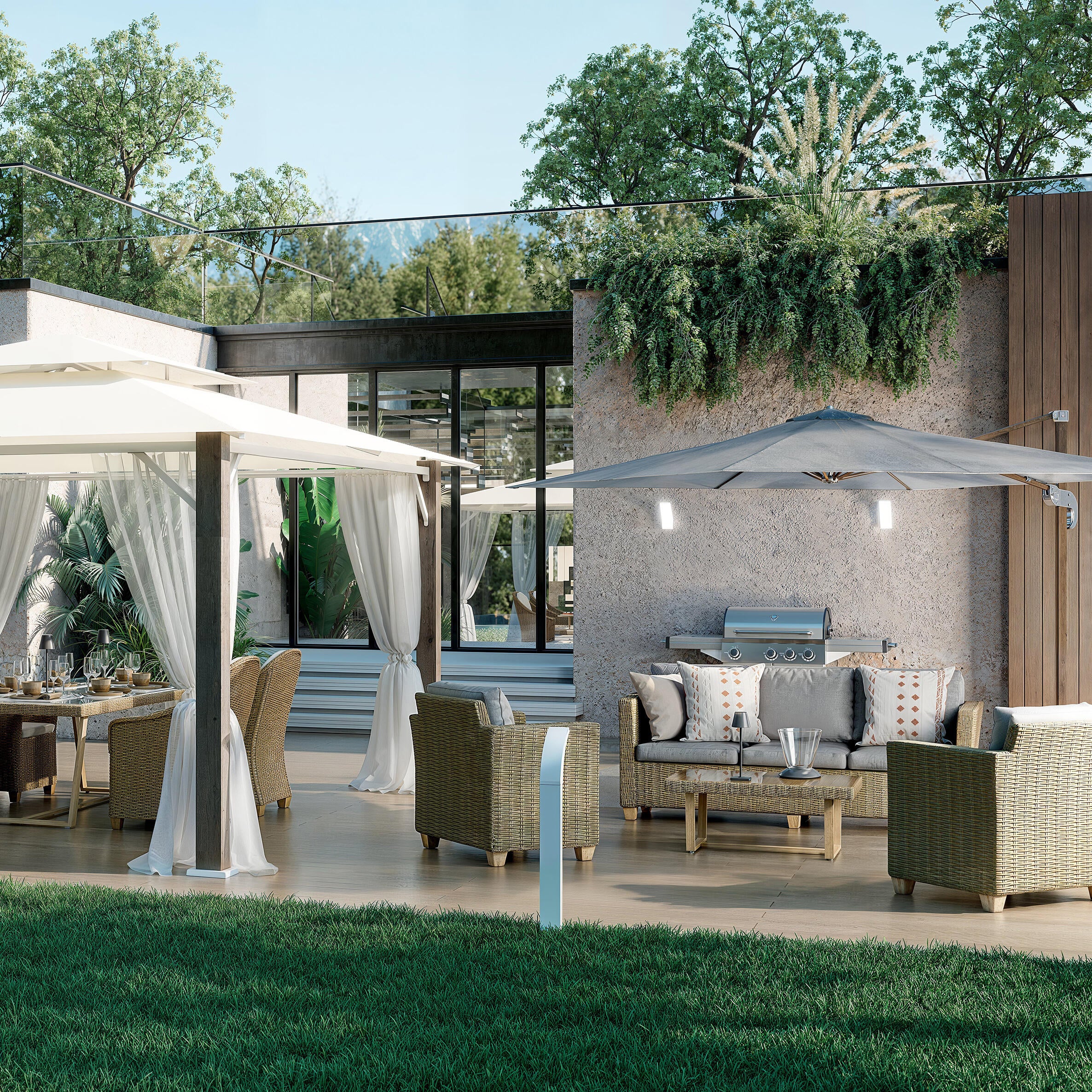 Conjunto jardim relax sofá mesa Medena Naterial - 14