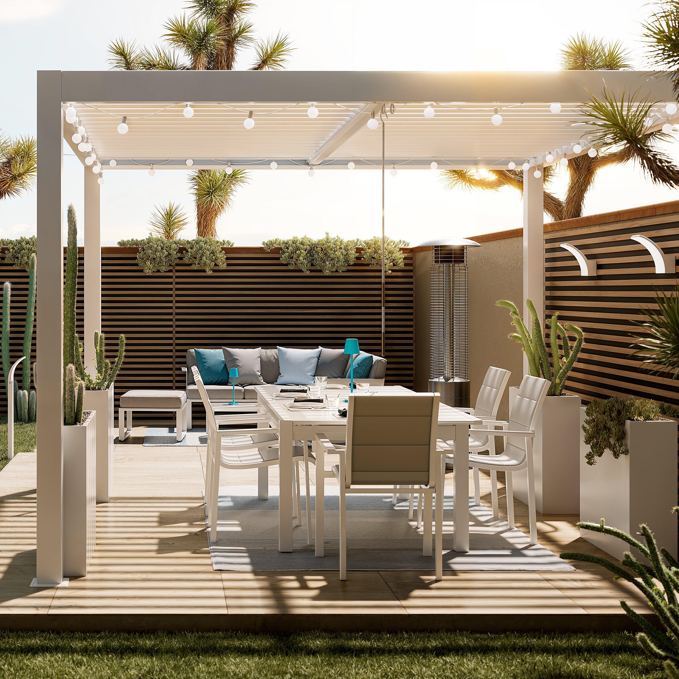 Pergola bioclimatica 3x3.5 m Clima in alluminio bianco - Clima NATERIAL - 4
