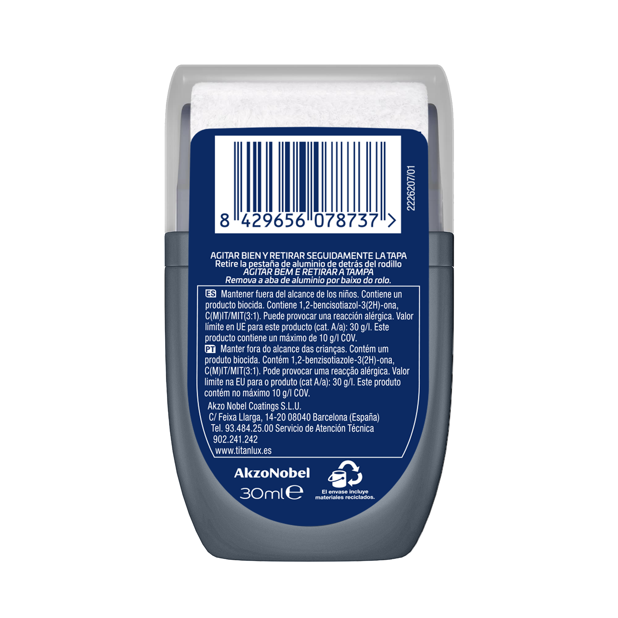 Tester de pintura Renueva TITANLUX color gris opalo mate 30ml para paredes y techos - 8