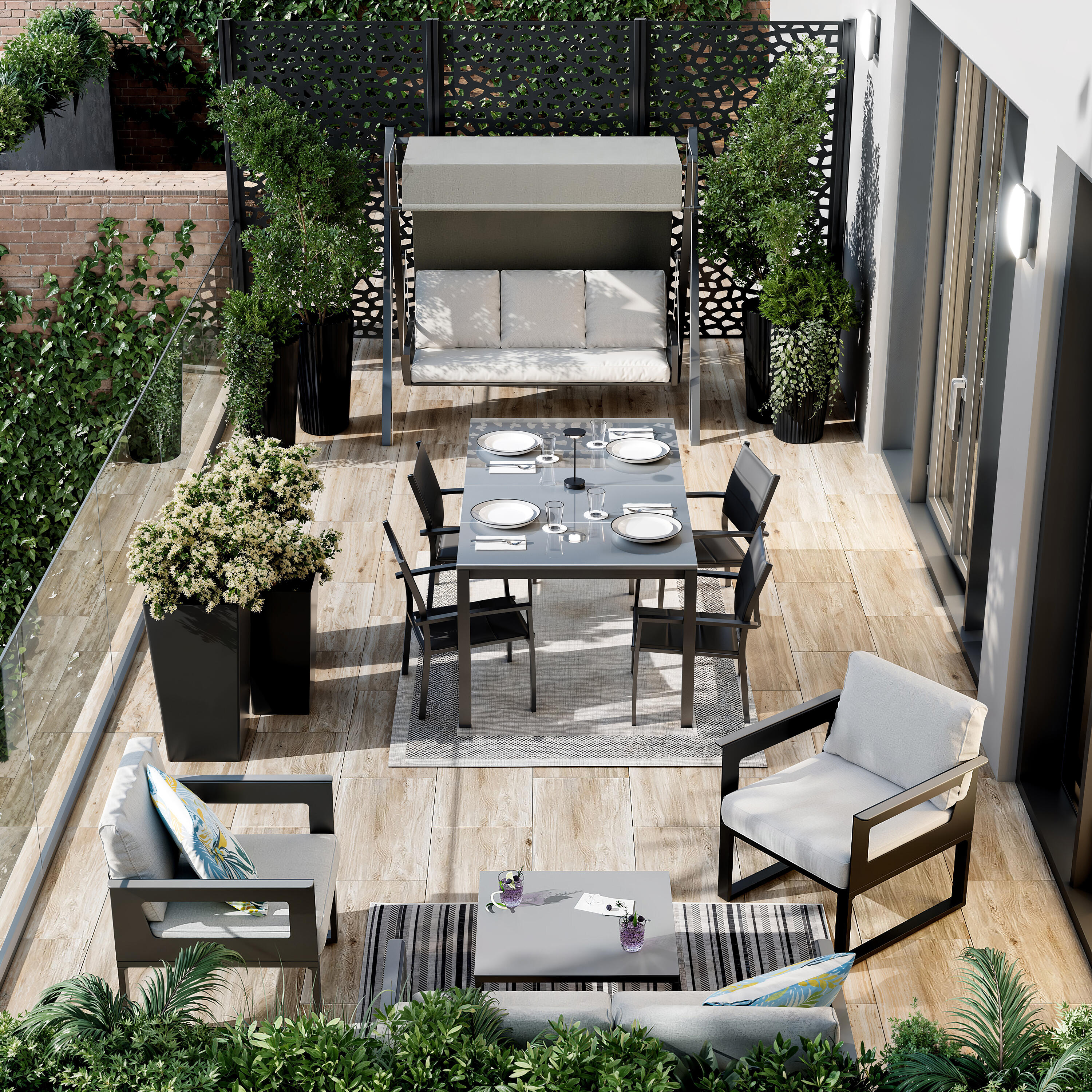 Pannello di recinzione in PVC grigio MOSAIC L 100 x H 200 cm, spessore 5 mm - 4