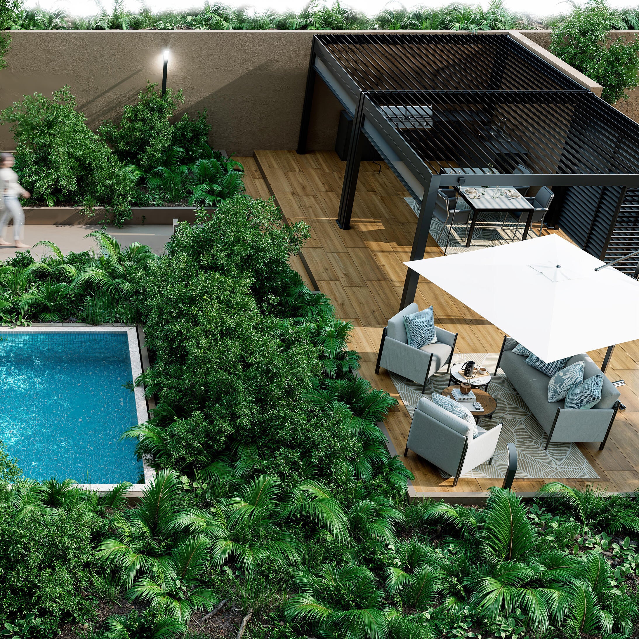Pergola in alluminio grigio scuro 4 x 4 m - Modus NATERIAL - 8
