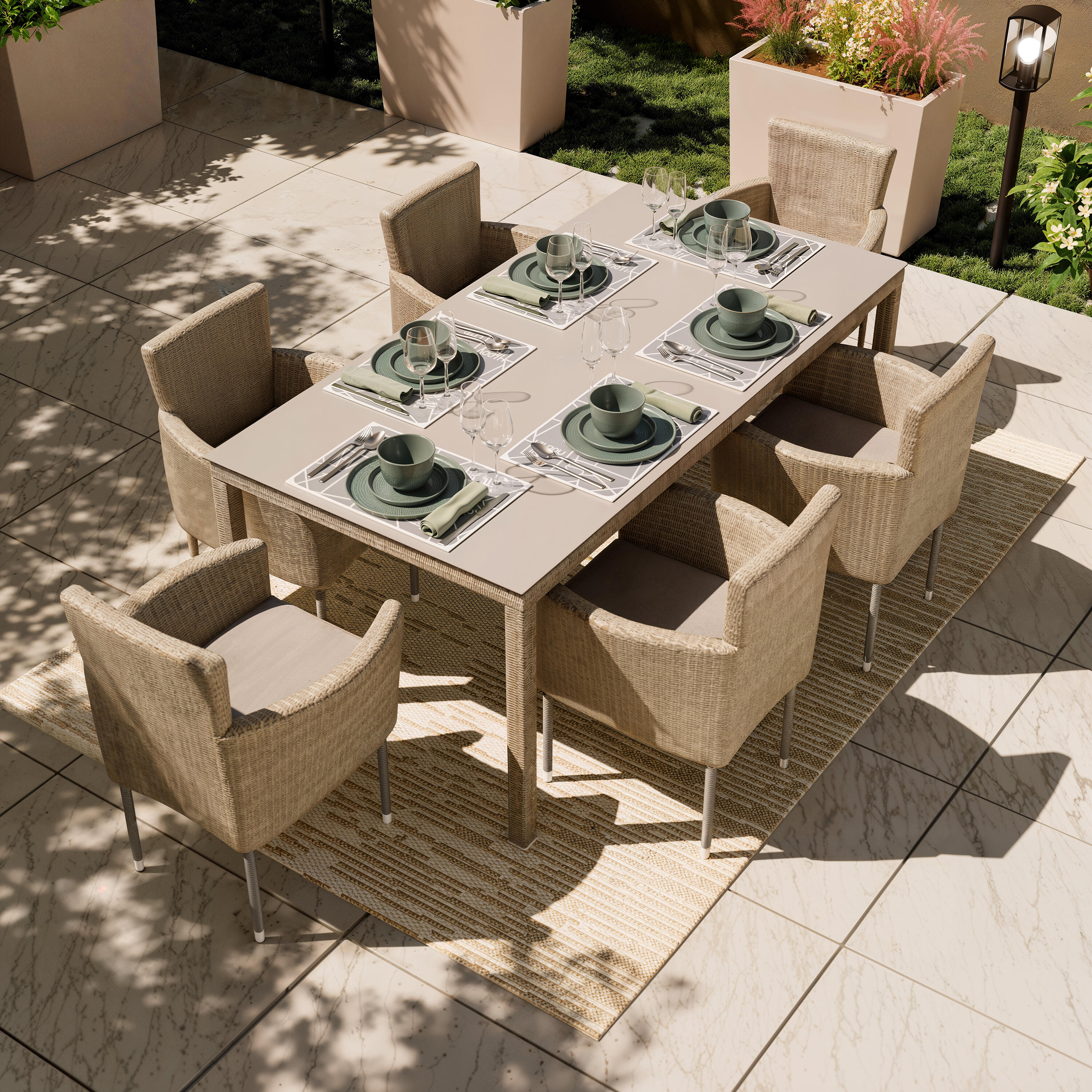 Mesa de jardín de aluminio ratán NATERIAL Davos 75x179.5x90 cm - 8