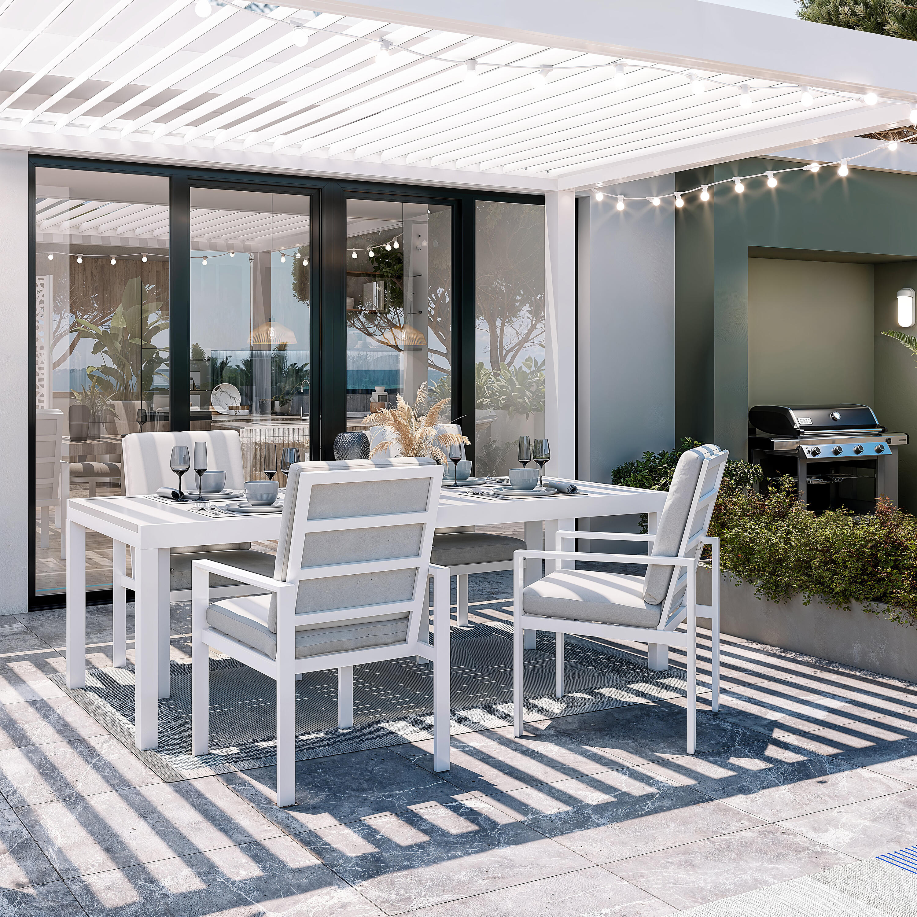 Mesa de jardín extensible NATERIAL Athena de aluminio blanco 224/336x75x100 cm - 12