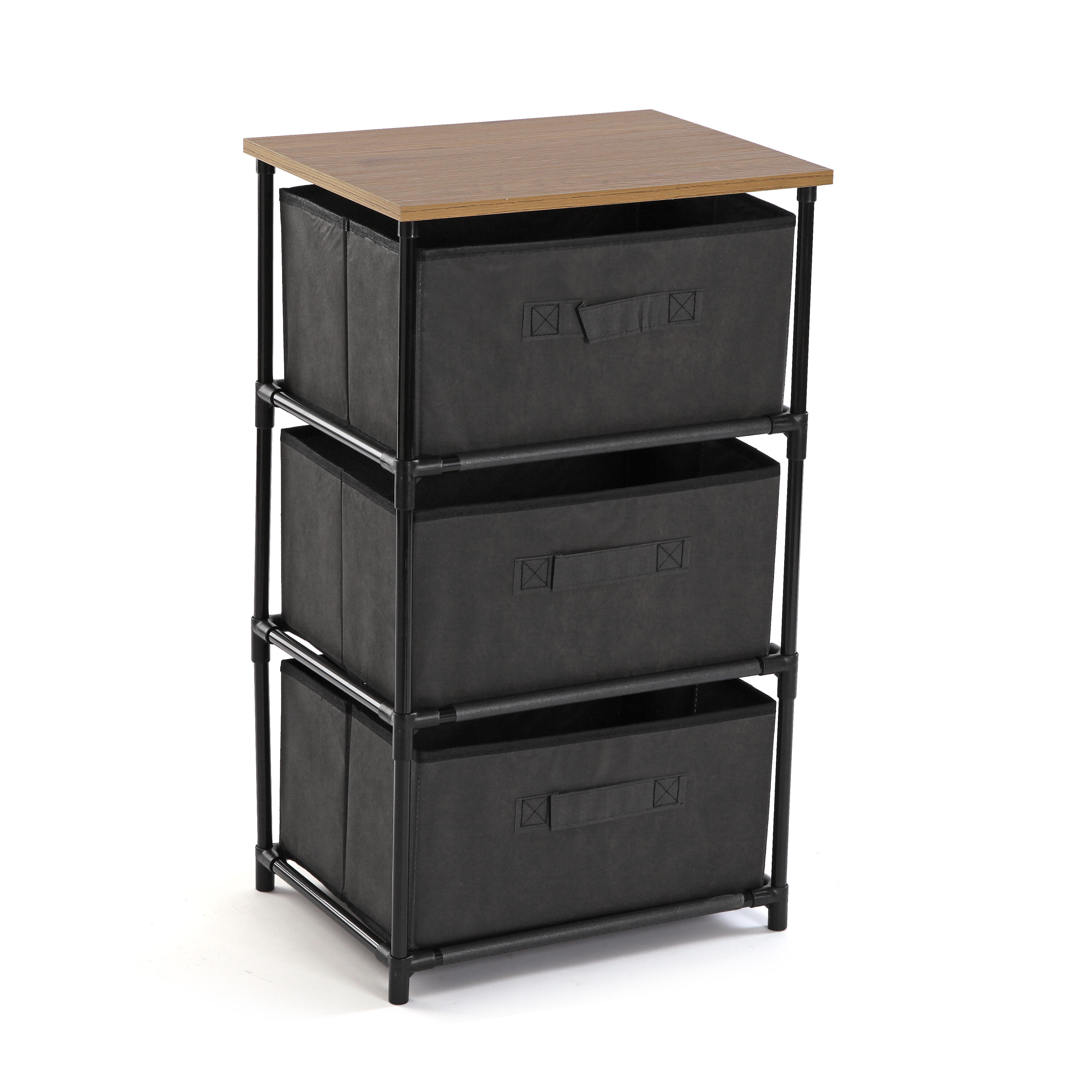 Cómoda de tres cajones versa home 68x30x40cm gris oscuro
