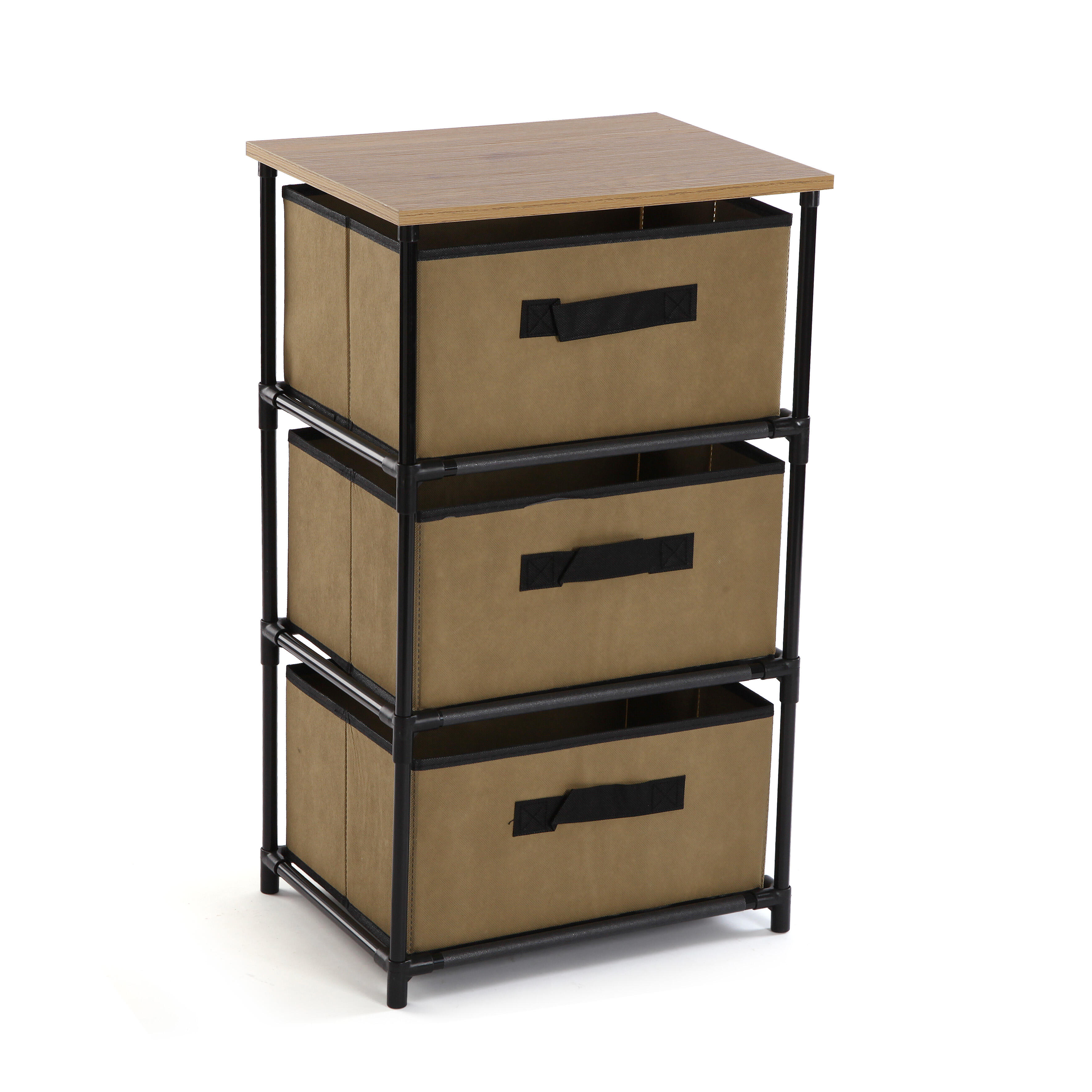 Cómoda de tres cajones versa home 68x30x40cm beige