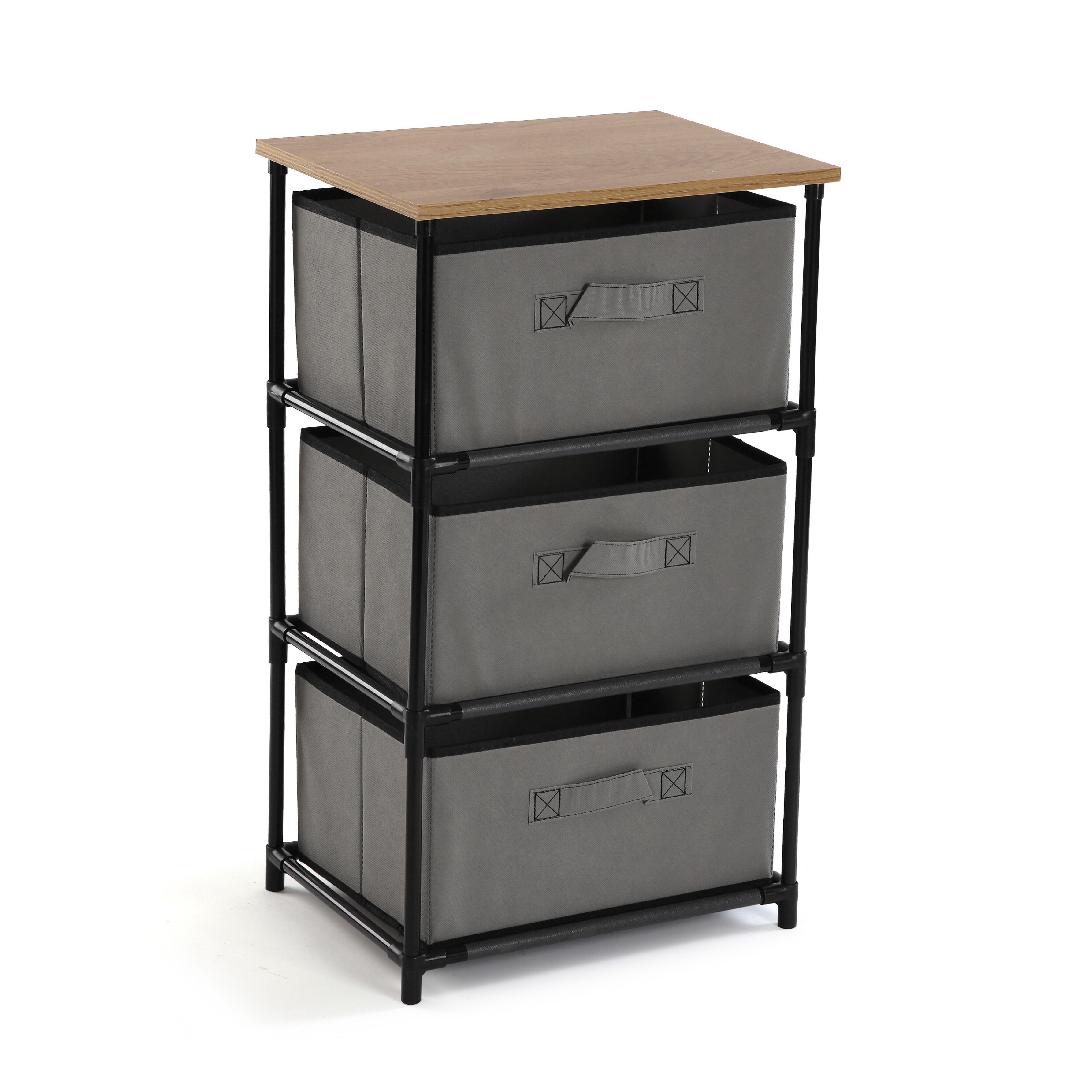 Cómoda de tres cajones versa home 68x30x40cm gris claro