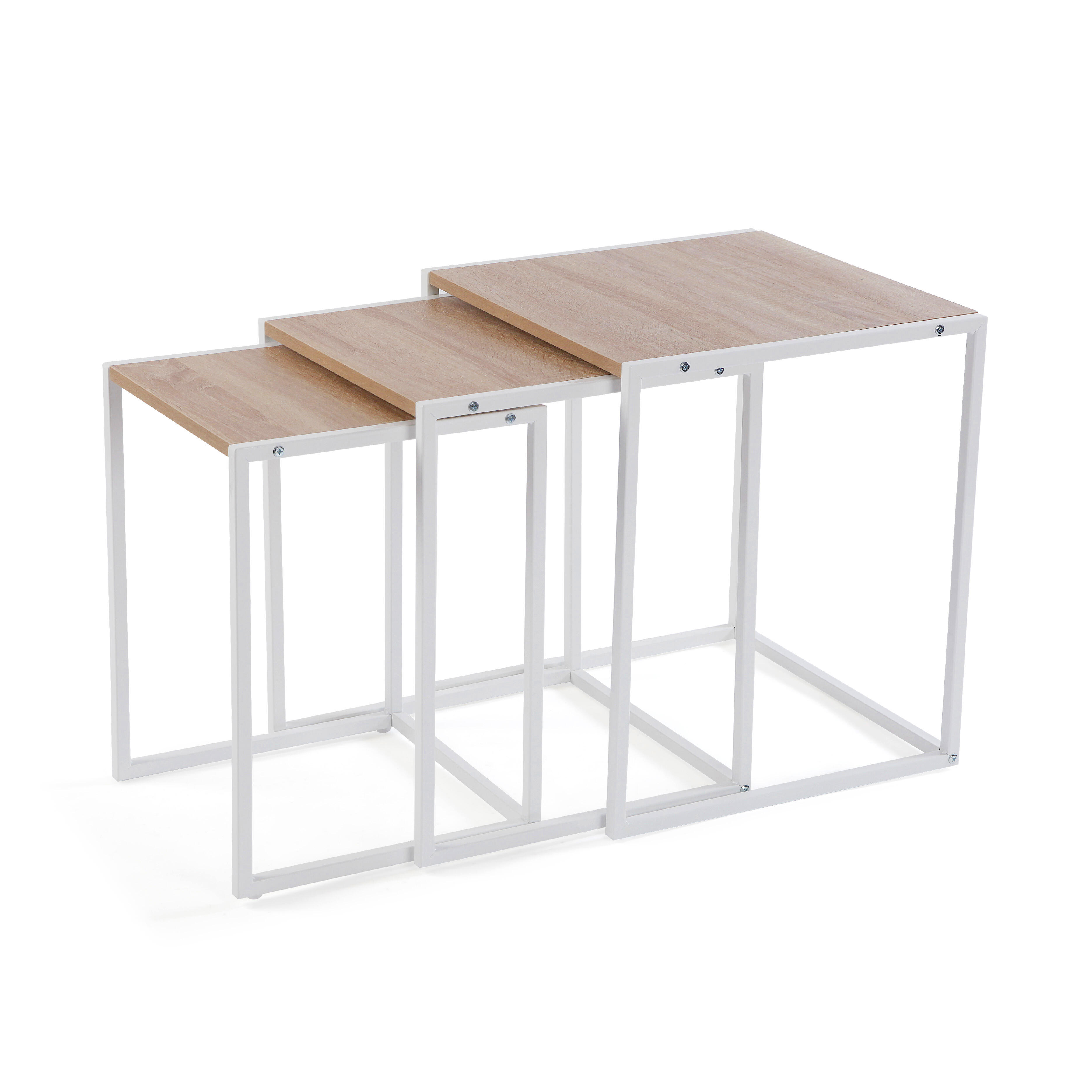 Juego de tres mesas auxiliares tilo versa home 52x45x45cm claras