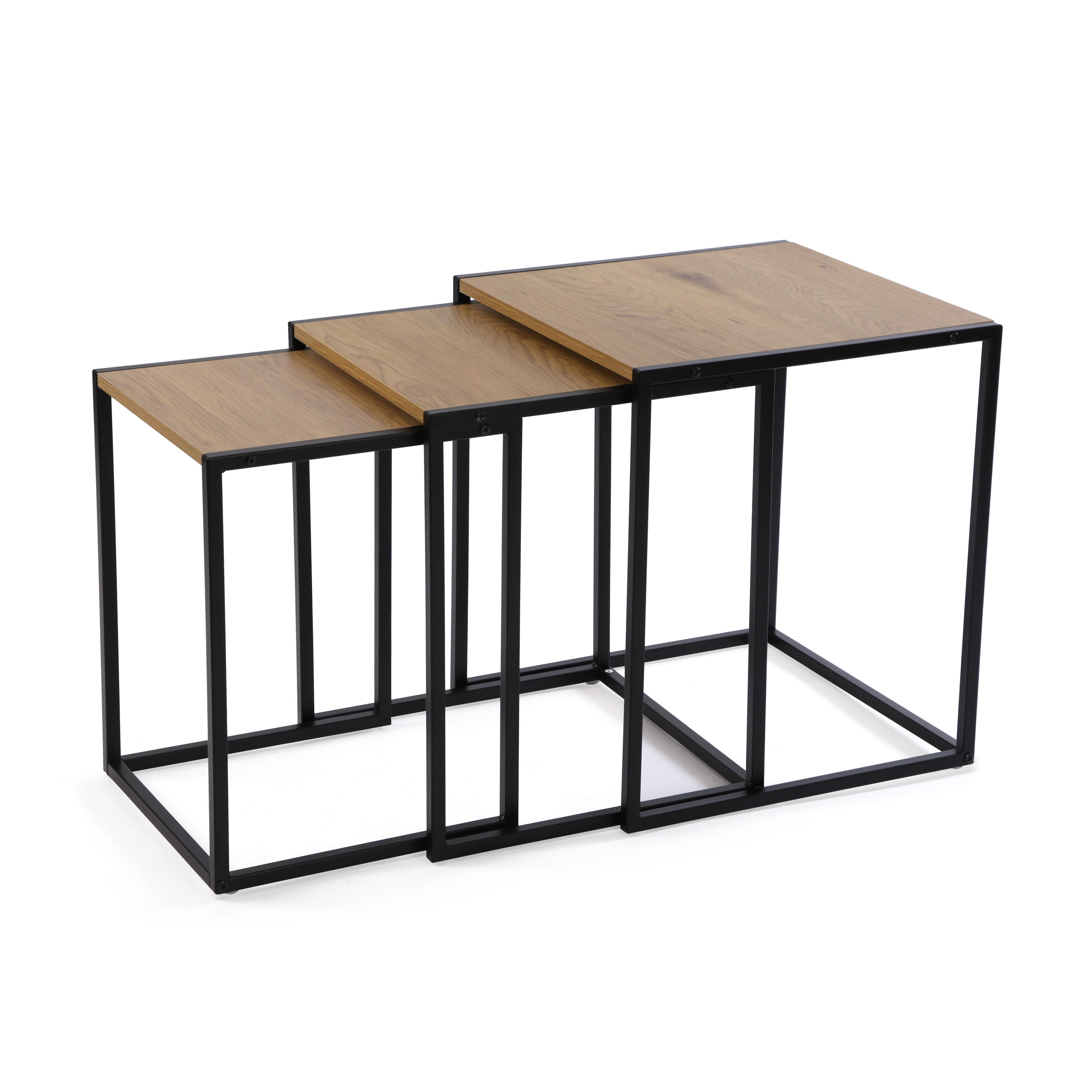 Juego de tres mesas auxiliares tilo versa home 52x45x45cm oscuras